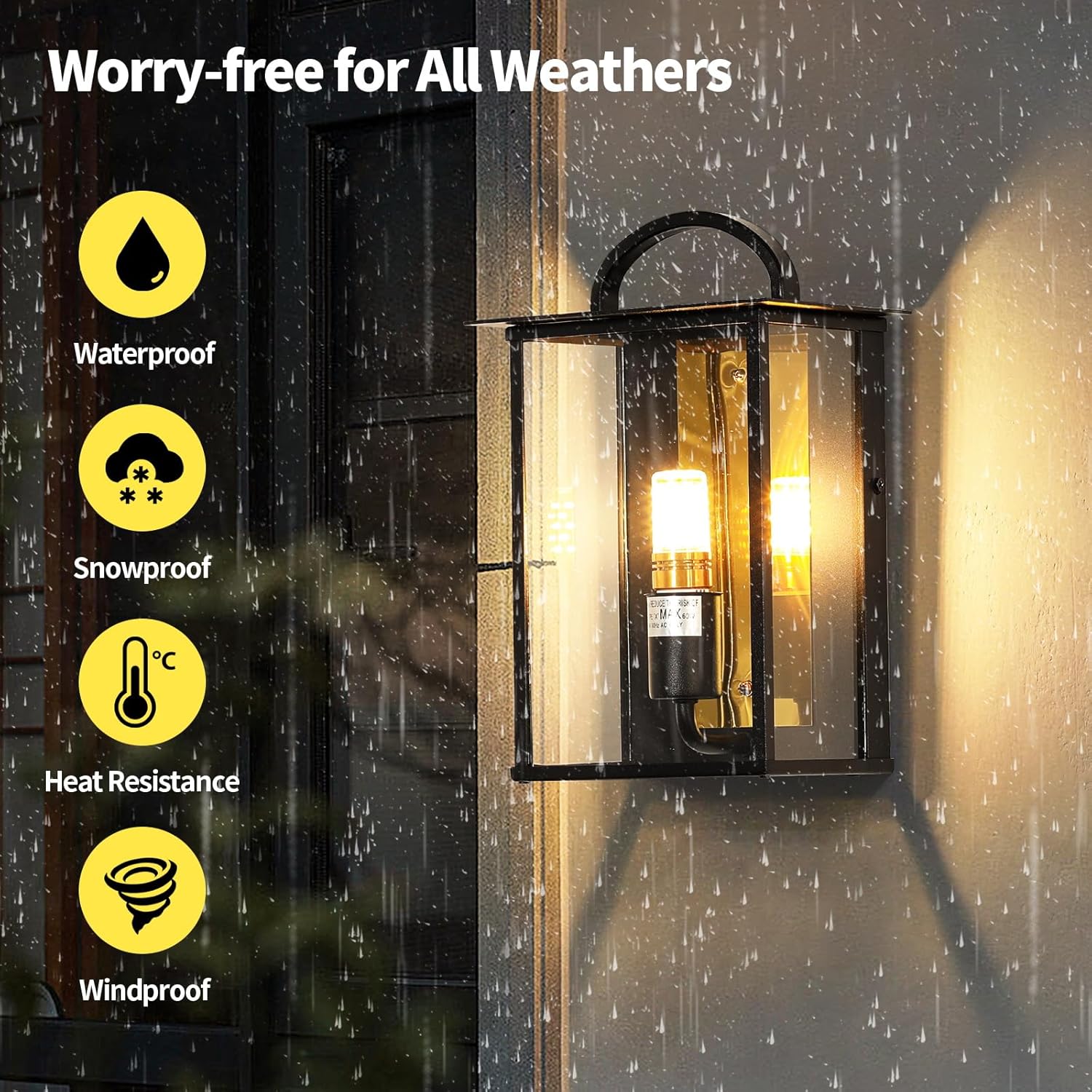 Black Square Exterior Waterproof Outdoor Wall Mount Lighting