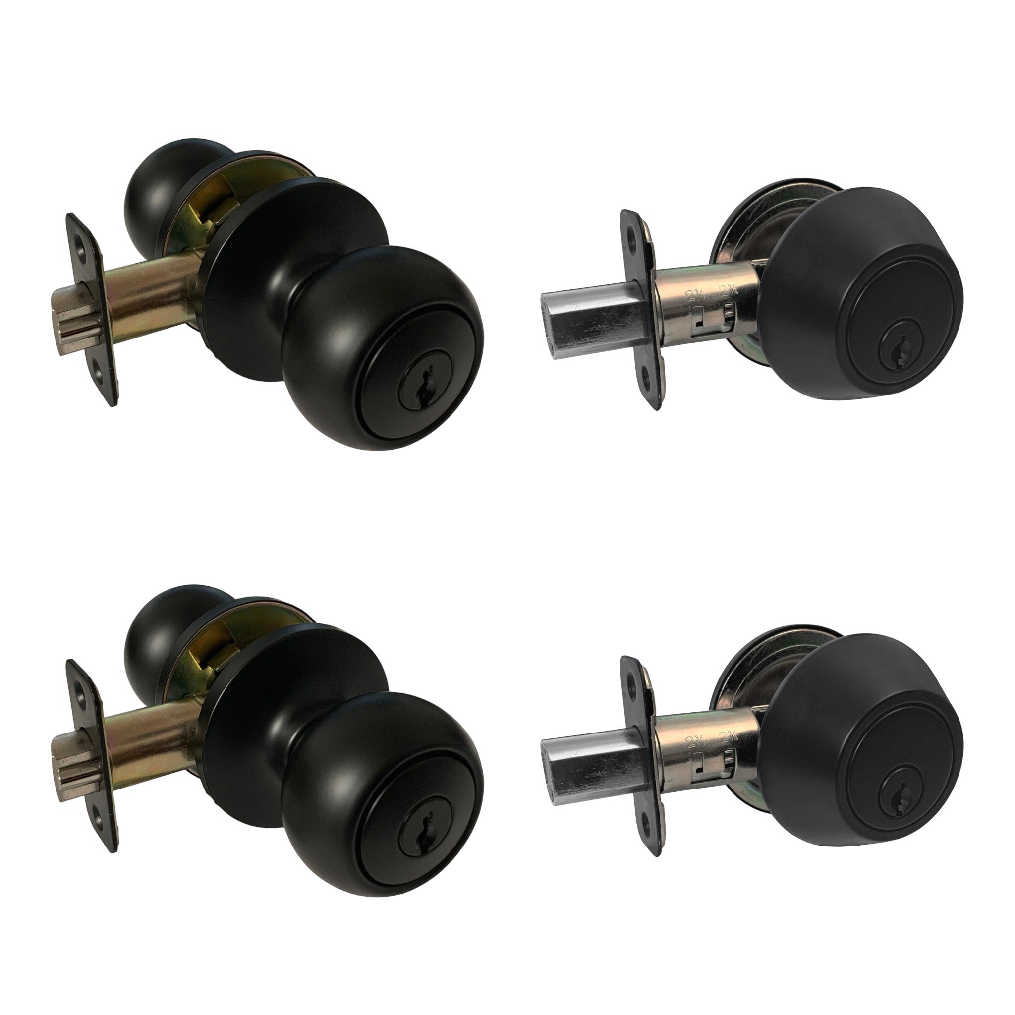 2Pack- Contractor Pack 5765NBL Black Entry Knob/Deadbolt Combo Keyed Alike