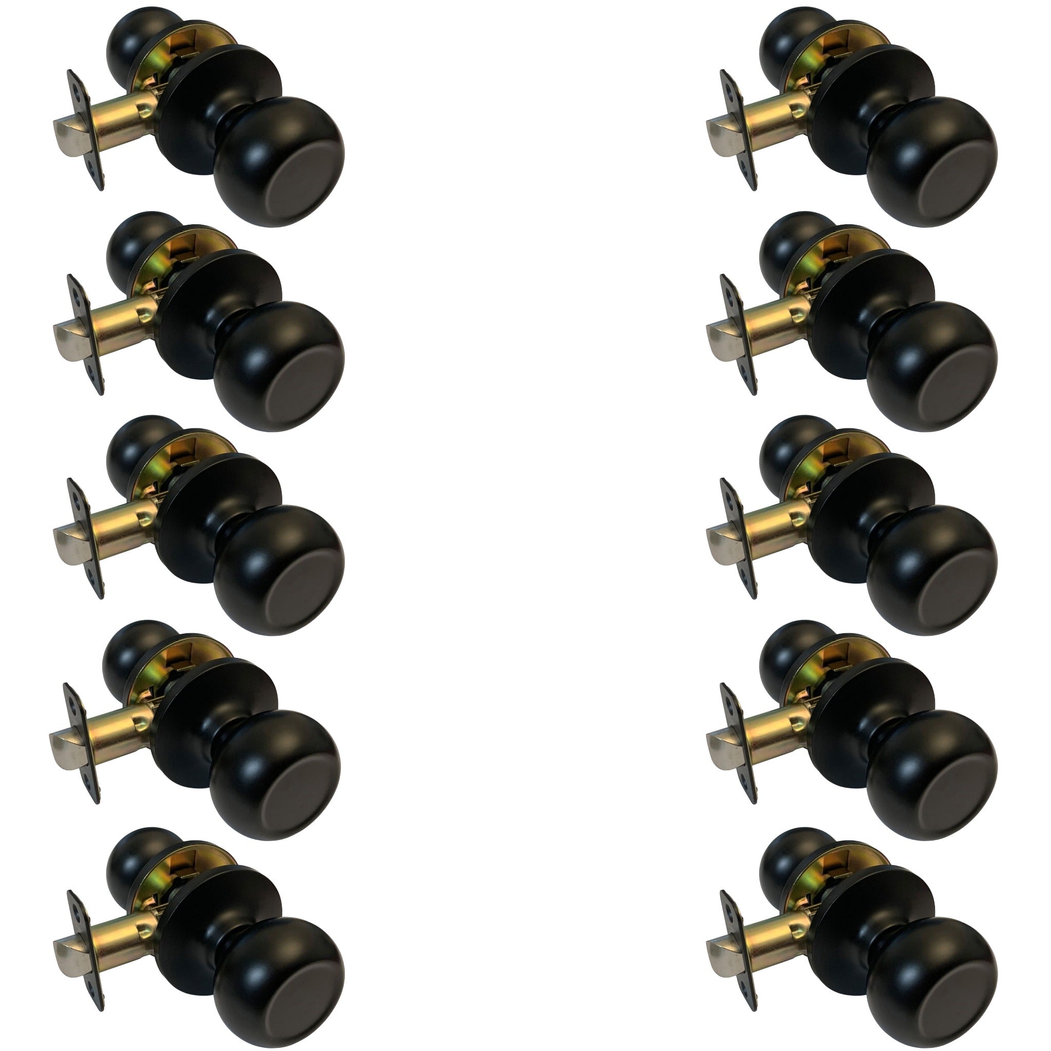 10 Pack- Contractor Pack Black Round Passage Knob 5765NBL (Hall/Closet)