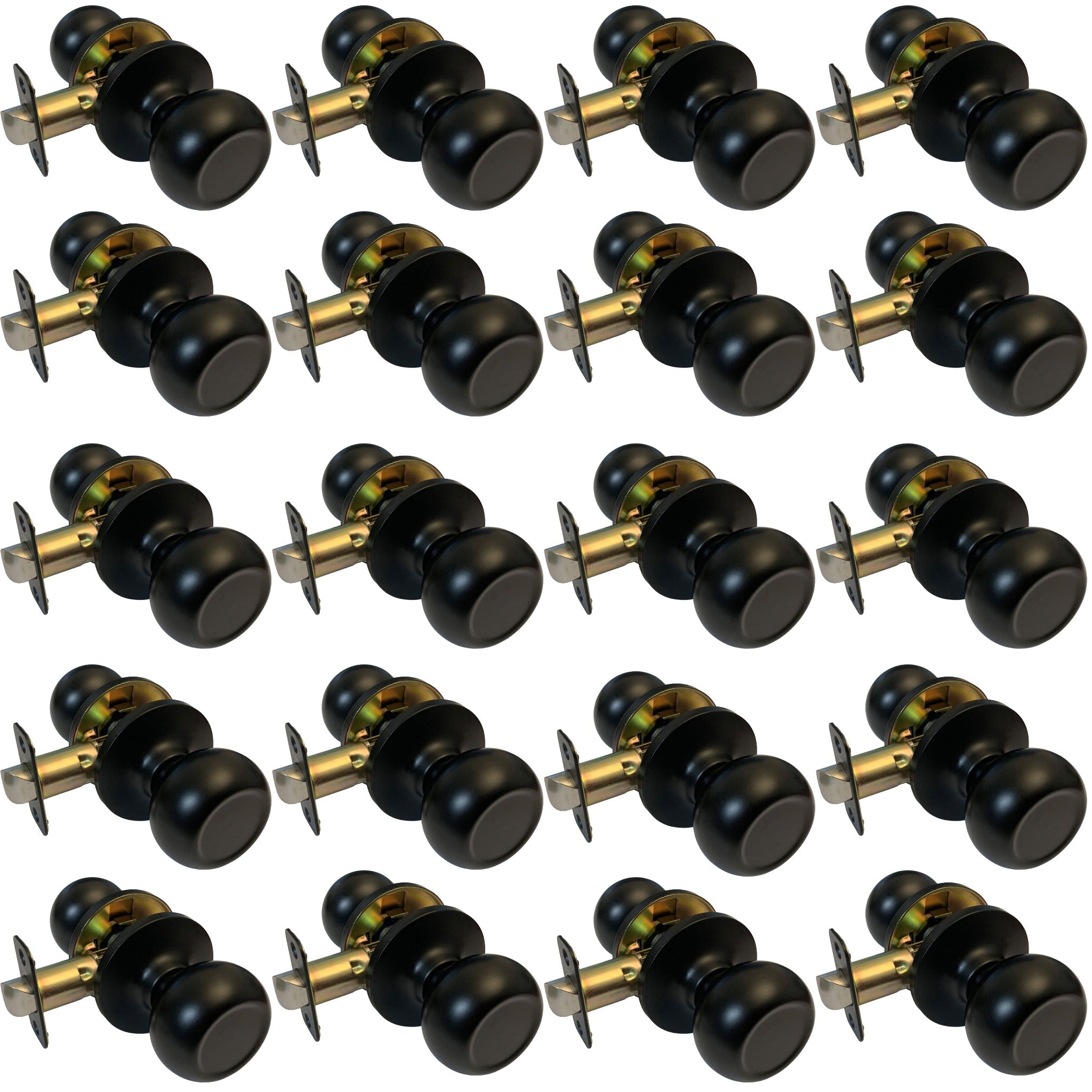 20 Pack- Contractor Pack Black Round Passage Knob 5765NBL (Hall/Closet)