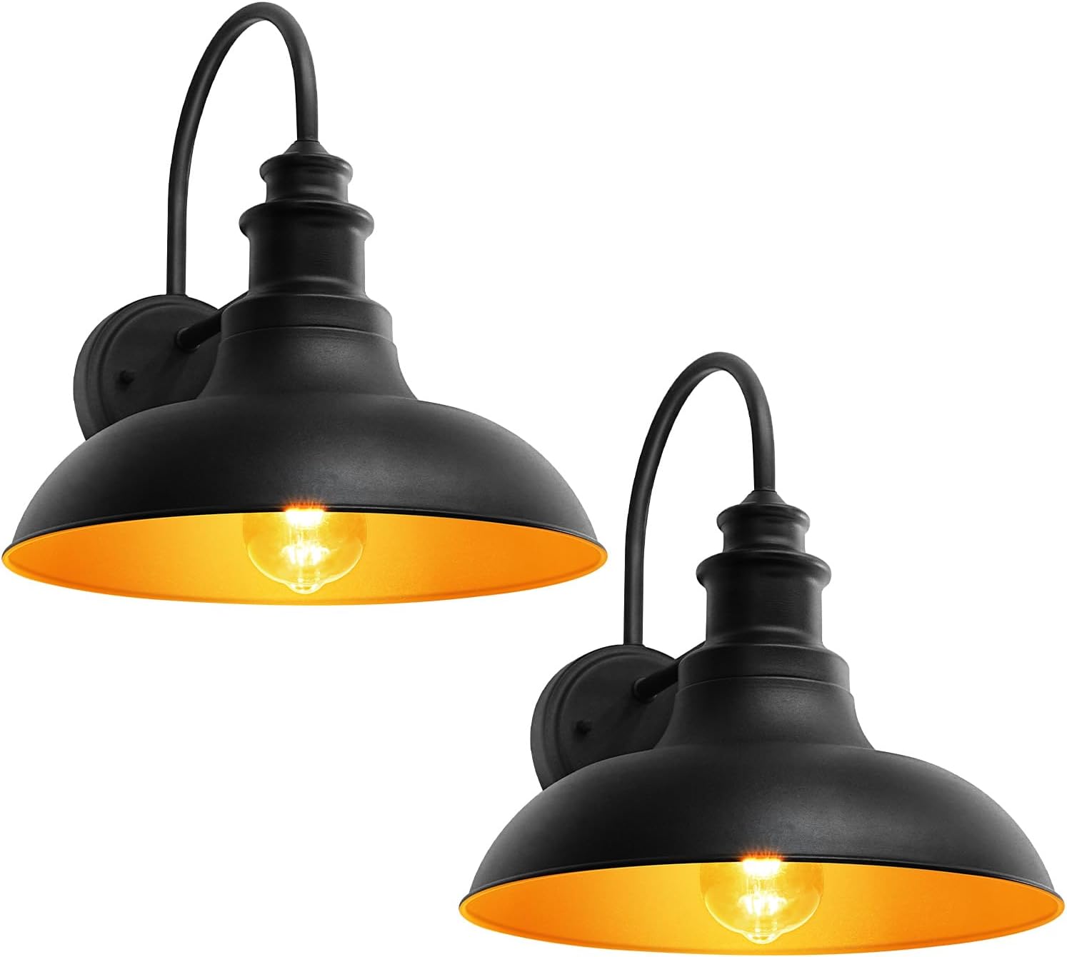 2 Pack Outdoor Gooseneck Barn Wall Light for Farmhouse