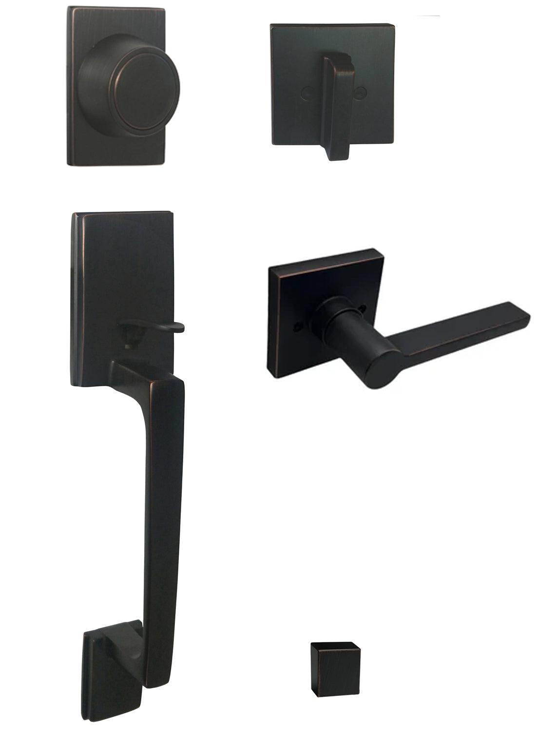 Dark Oil Rubbed Bronze Front Door Handle Dummy Set with 80881 Lever