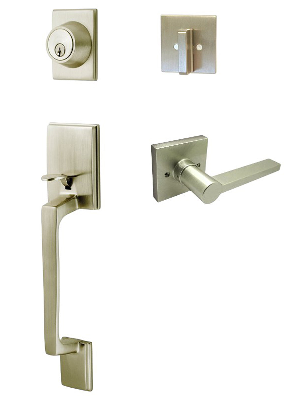 Modern Satin Nickel Front Door Handleset With 80881DC Lever