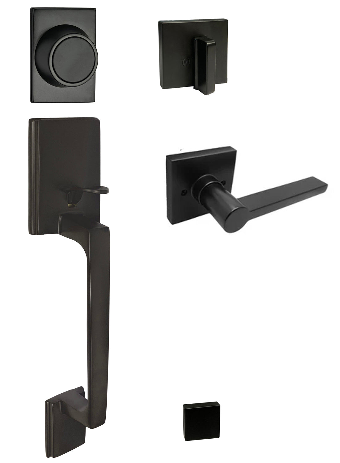 Modem Black Front Door Handle Dummy Set with 80881 Lever