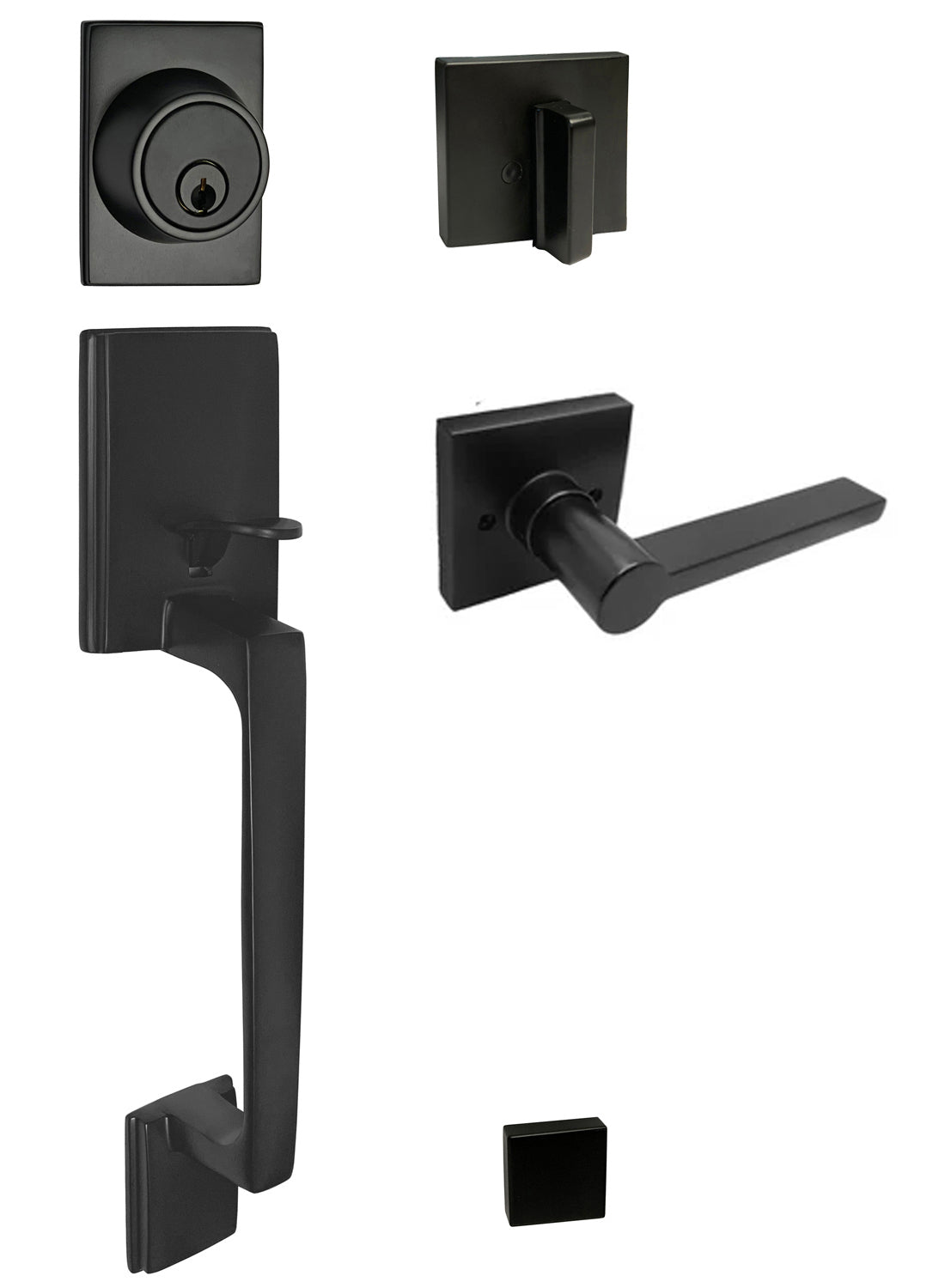 Modern Black Front Door Handleset with 80881NBL Lever
