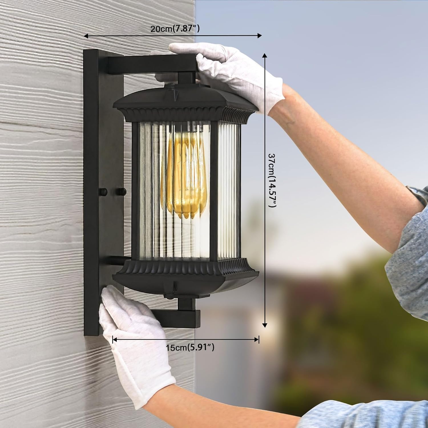 Sand Black Square Waterproof Outside Light Fixtures Wall Mount