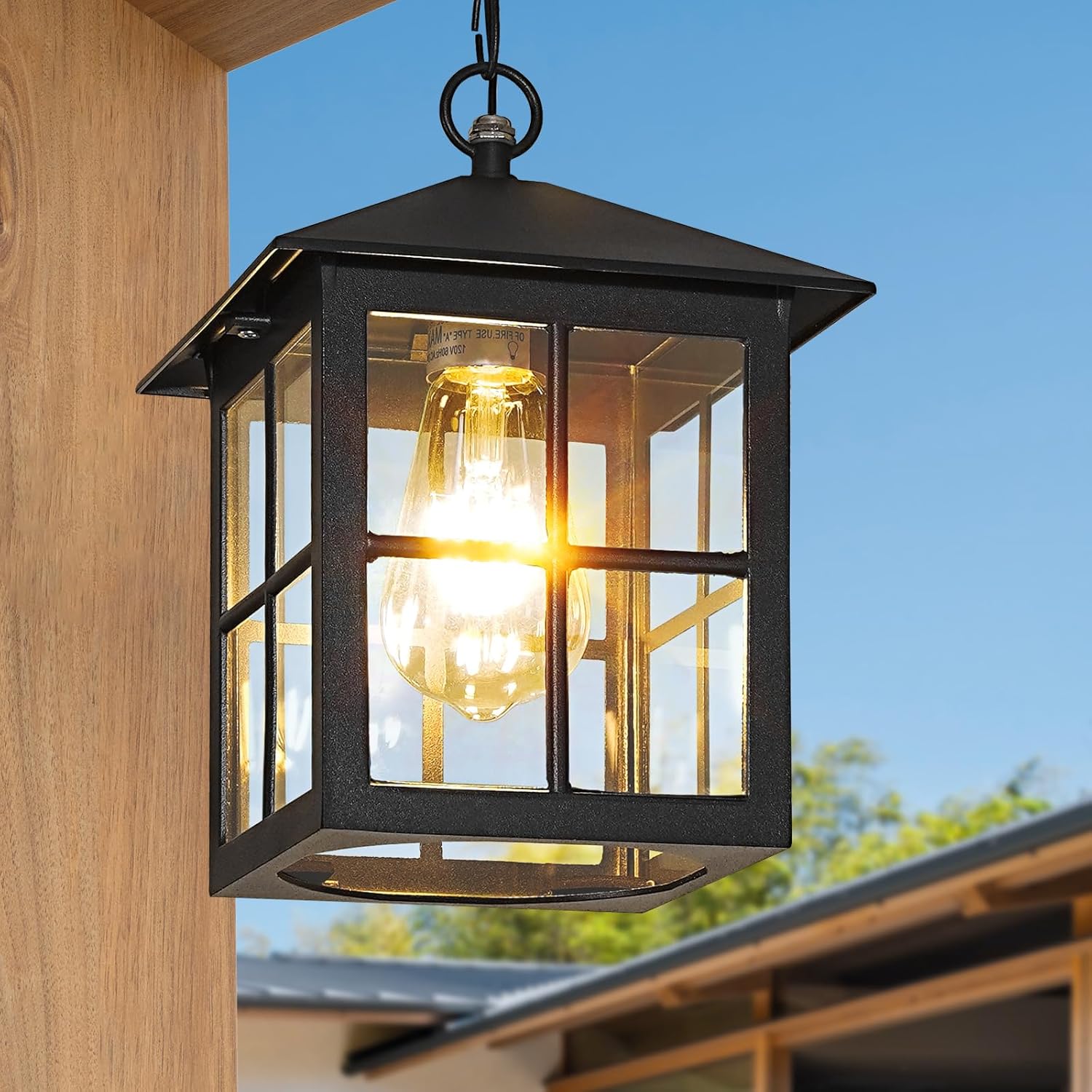 Black Outdoor Pendant Light 2 Pack