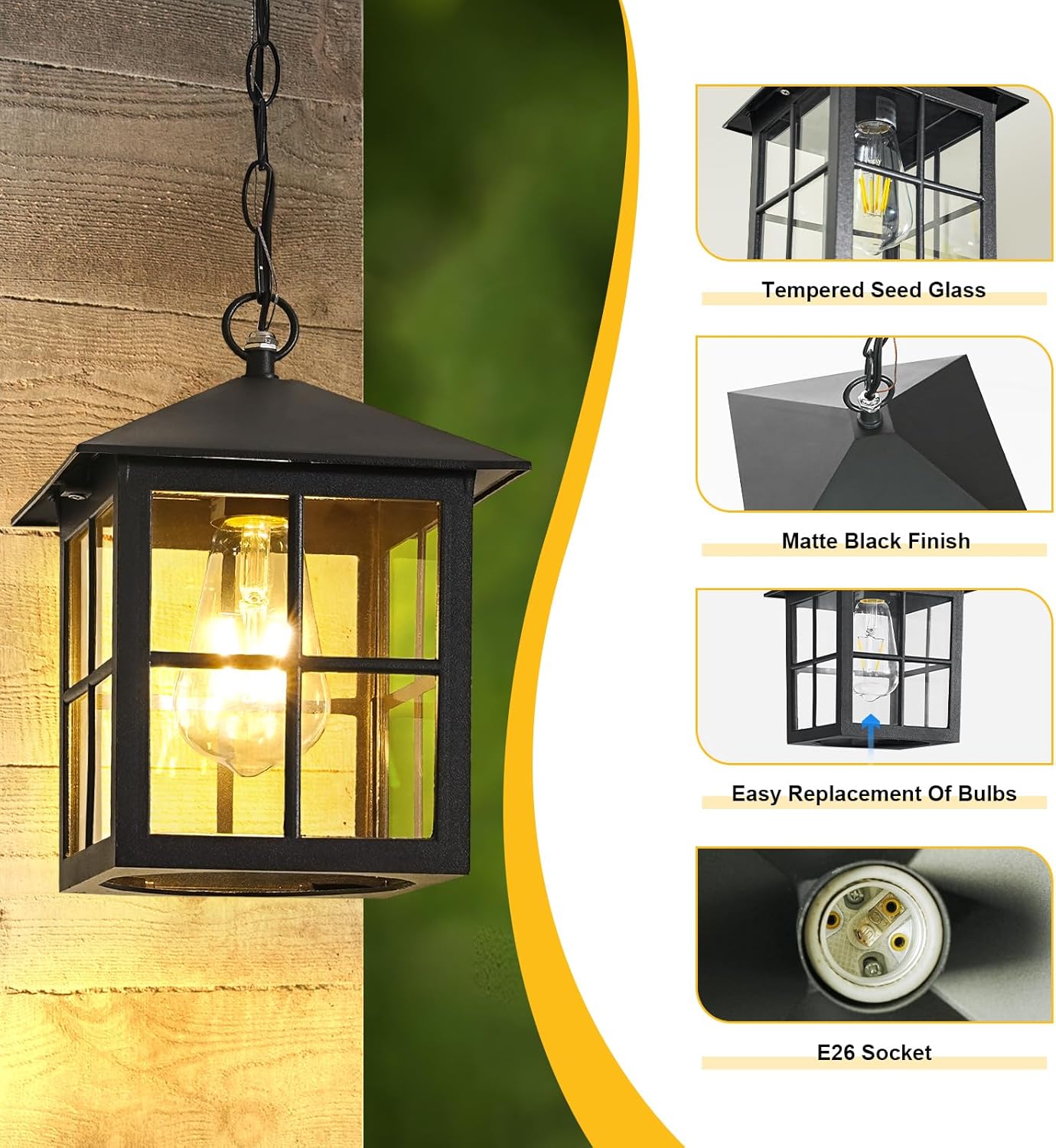 Black Outdoor Pendant Light 2 Pack