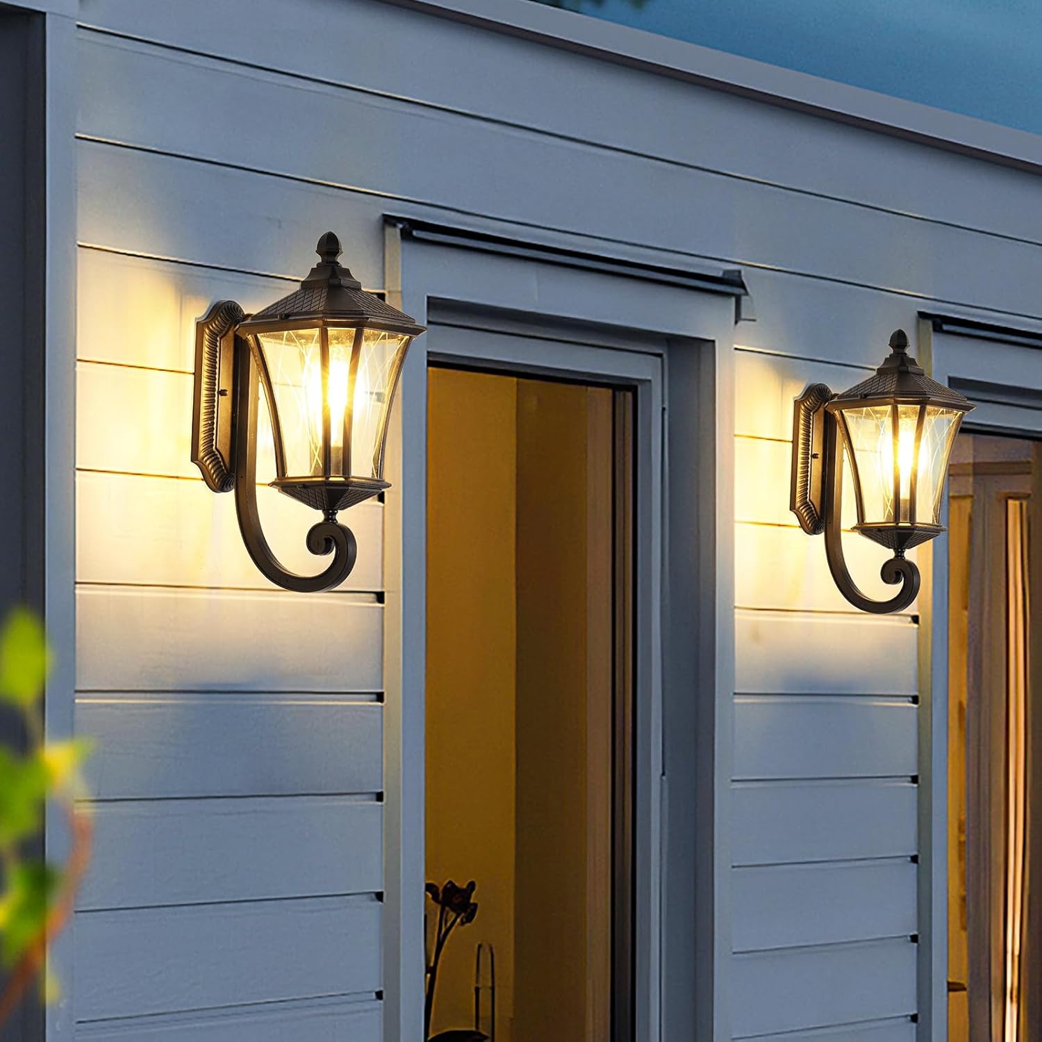 Water proof Exterior Wall Light Fixtures with Clear Glass 2PK