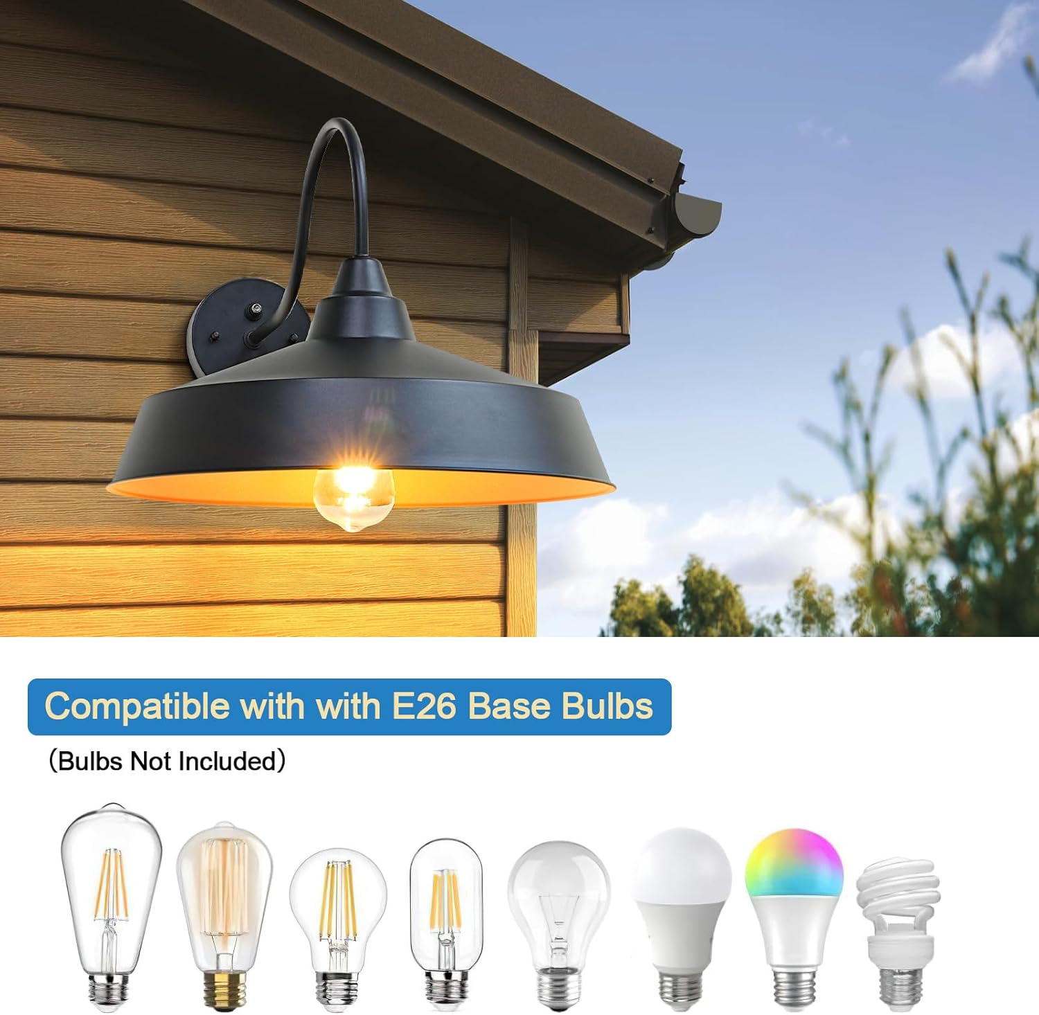 16" Black Dusk to Dawn Barn Light