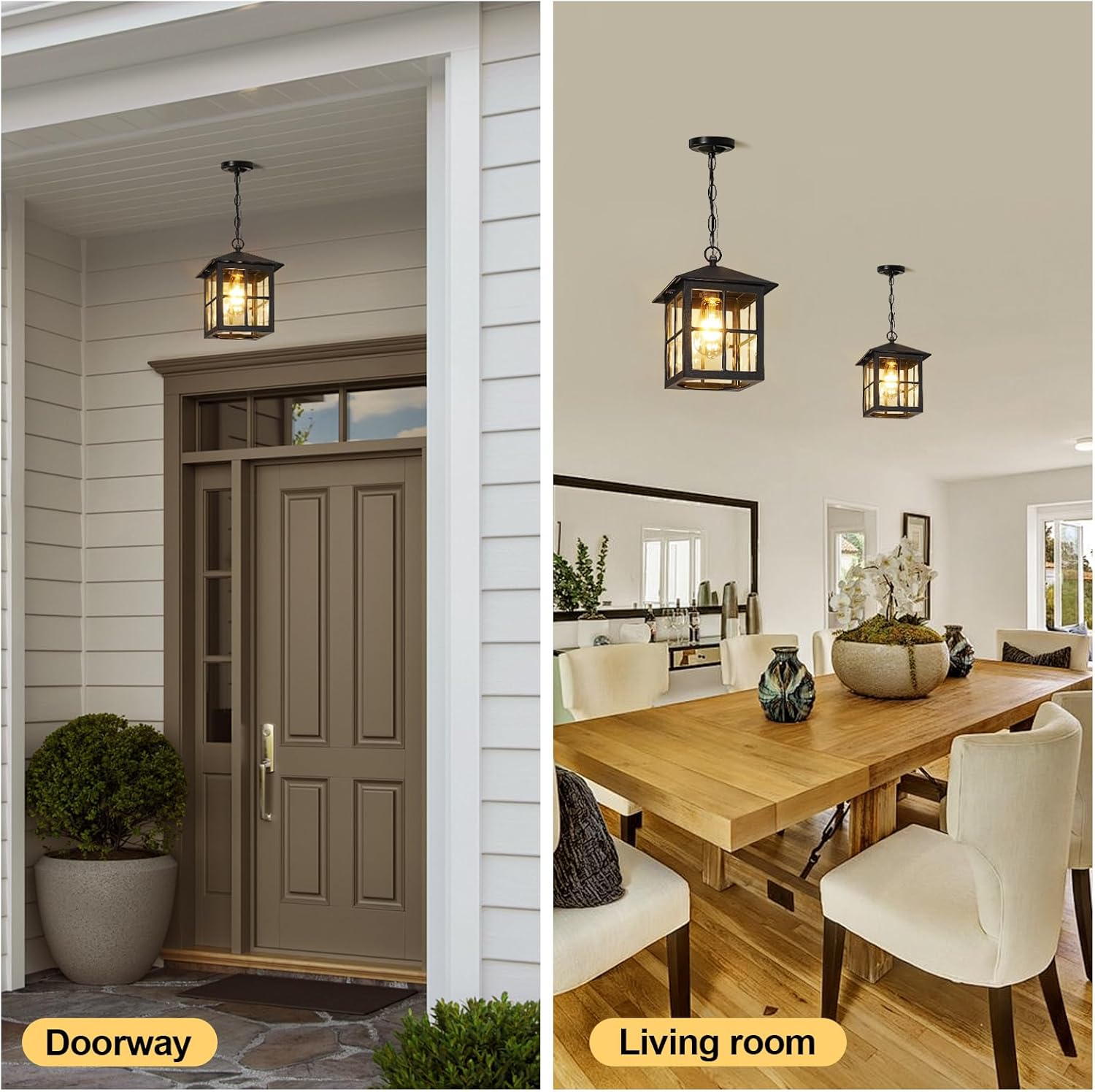Black Outdoor Pendant Light 2 Pack