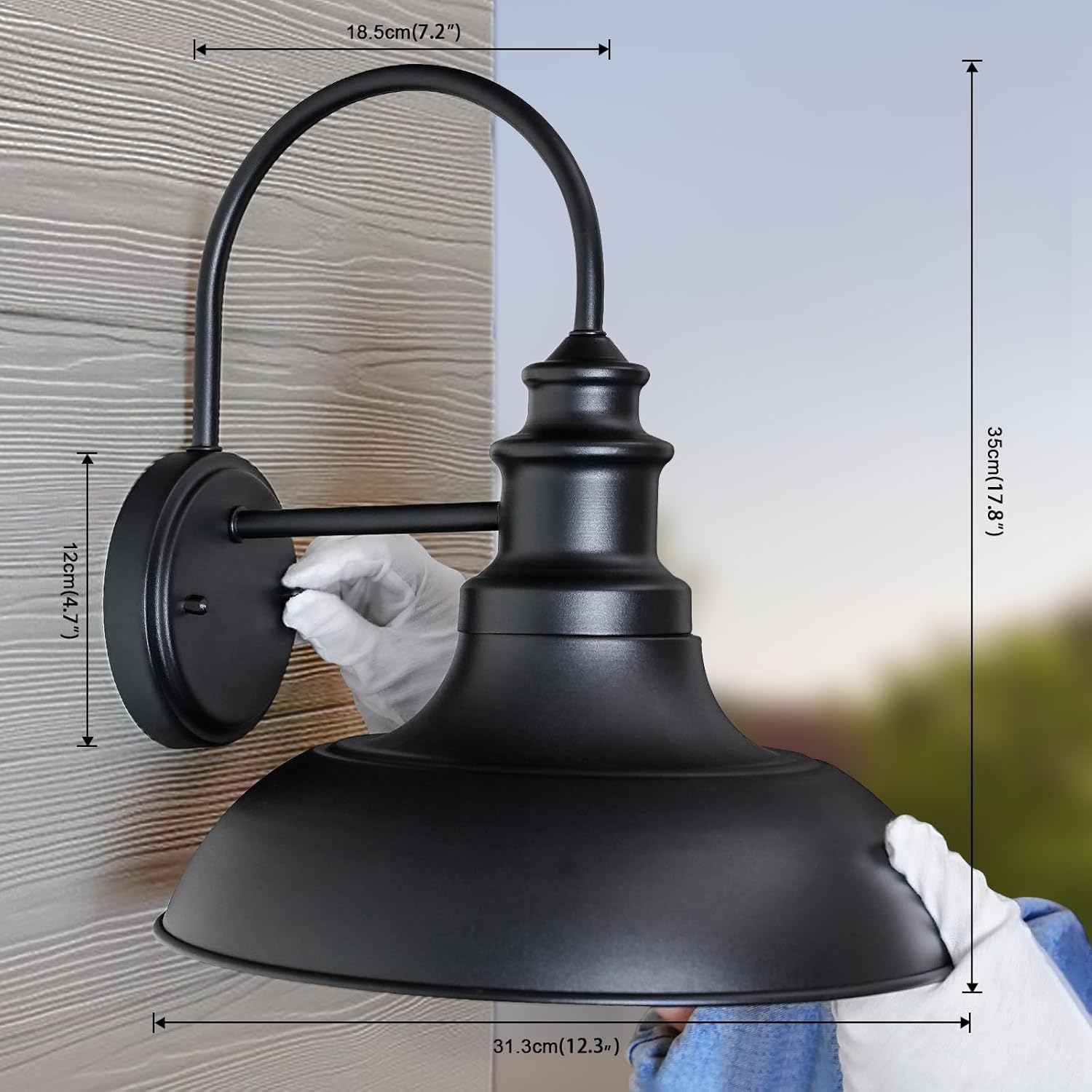 2 Pack Outdoor Gooseneck Barn Wall Light for Farmhouse