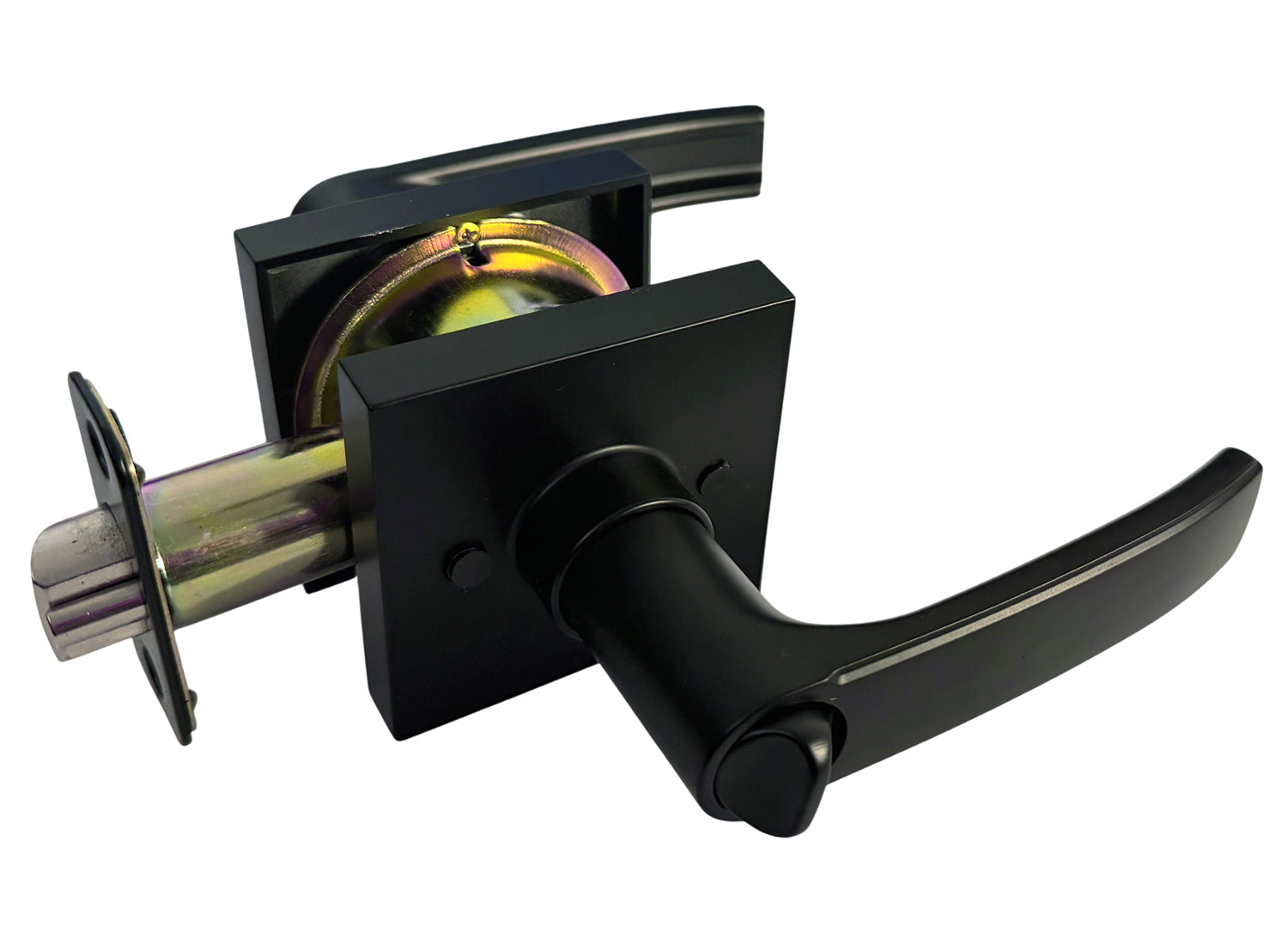 Black Finish Square Entry Door Handle- Style: 8048NBL