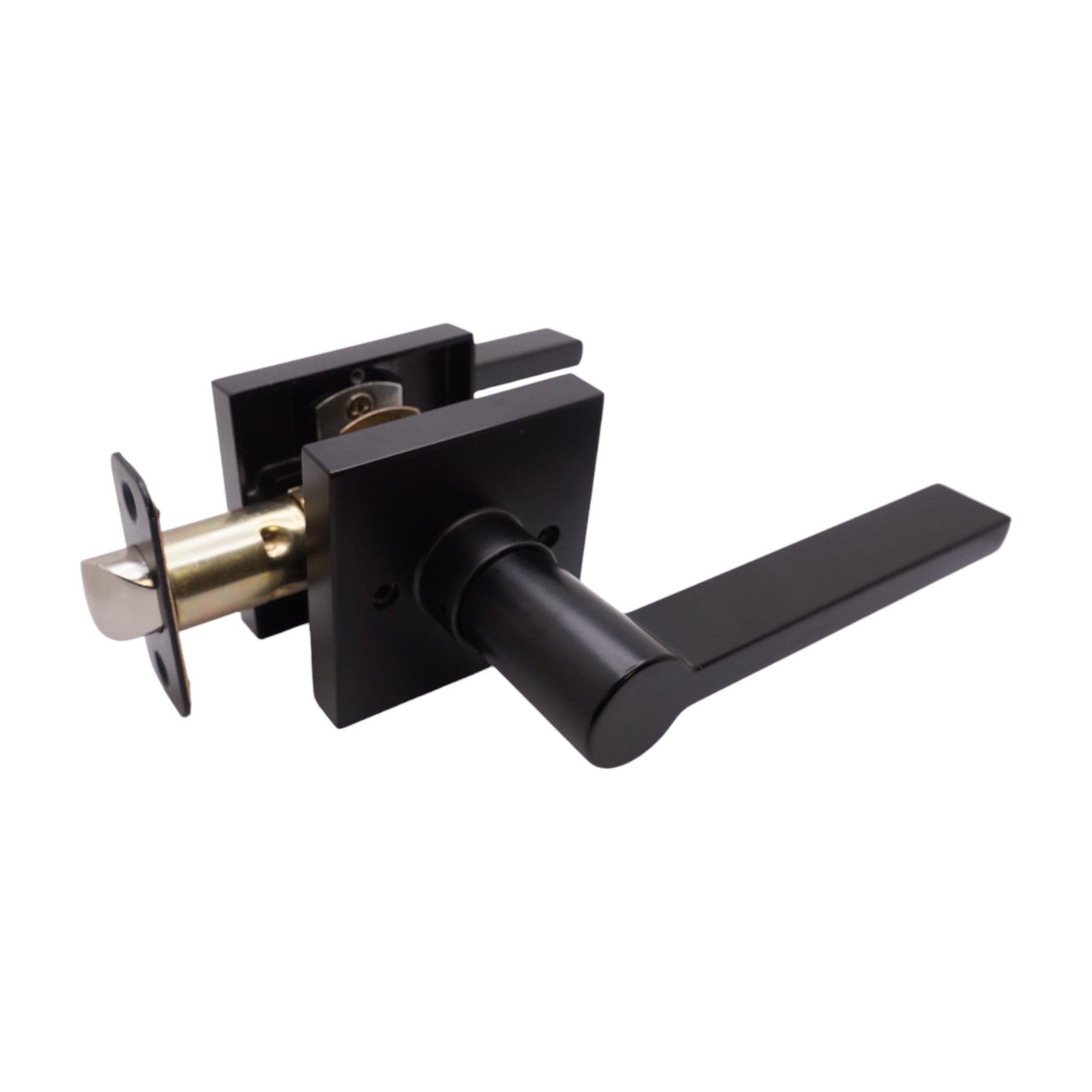 Black Finish Modern Passage Door Handle- Style: 80881NBL