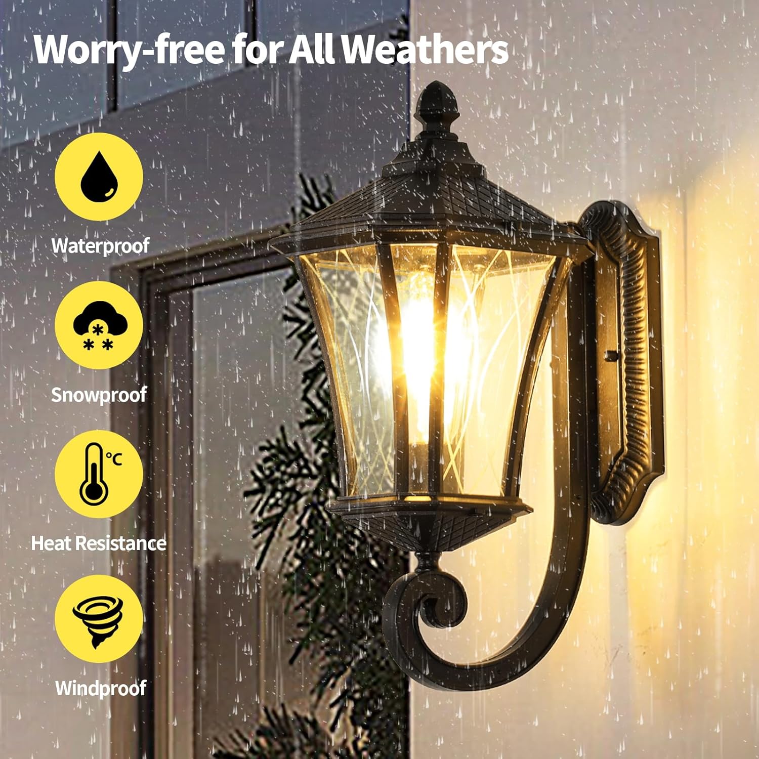 Water proof Exterior Wall Light Fixtures with Clear Glass 2PK