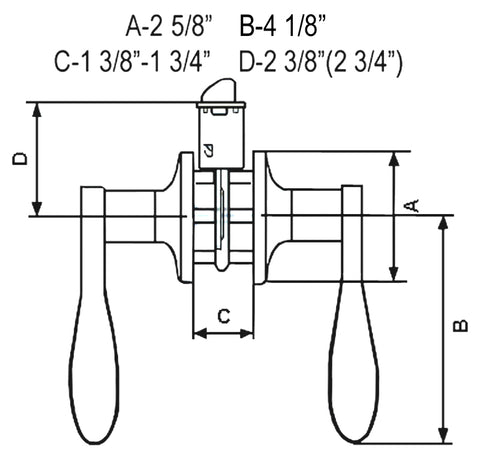 Passage door lever dimensions diagram
