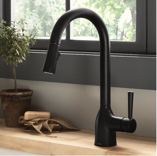 Moen Adler Matte Black Single Handle Pull Down Kitchen Faucet with Sprayer