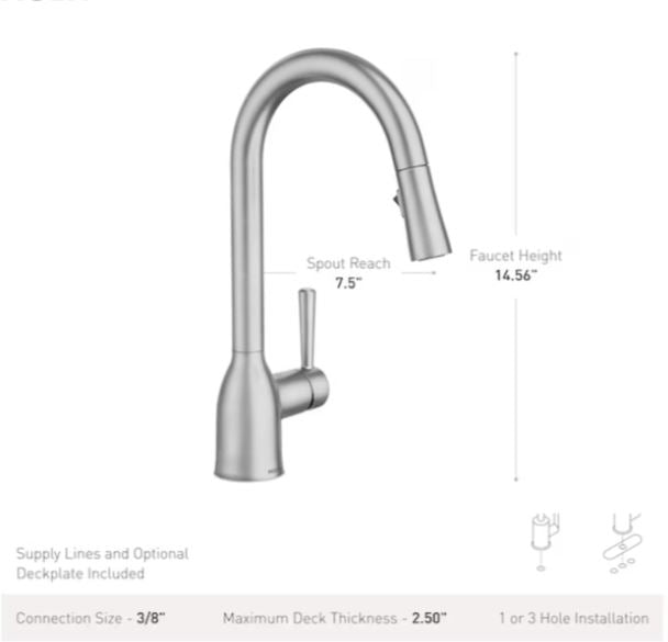 Moen Adler Stainless Steel Single Handle Pull Down Kitchen Faucet with Sprayer