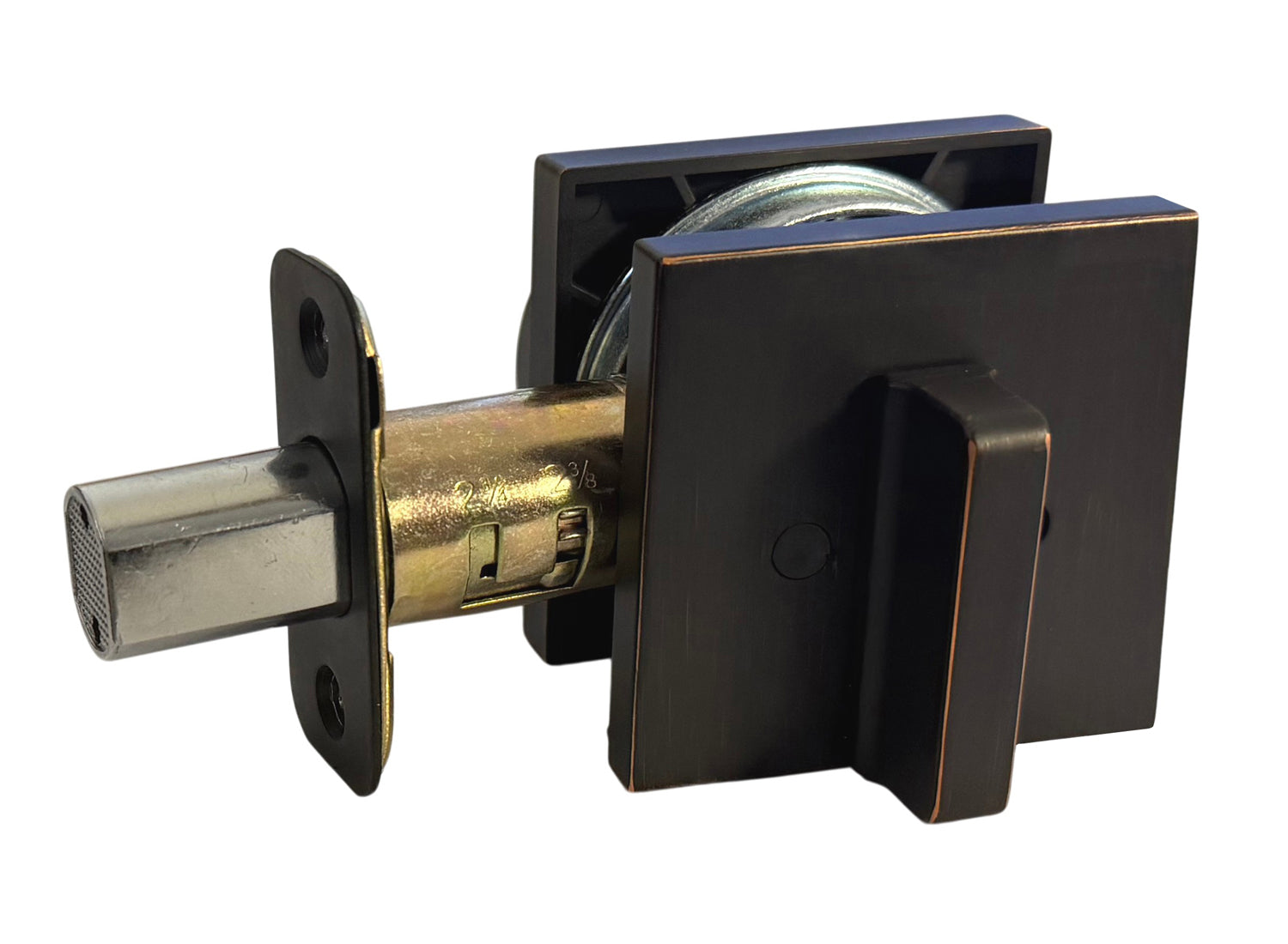 Dark Oil Rubbed Bronze Square Plate Single Deadbolt