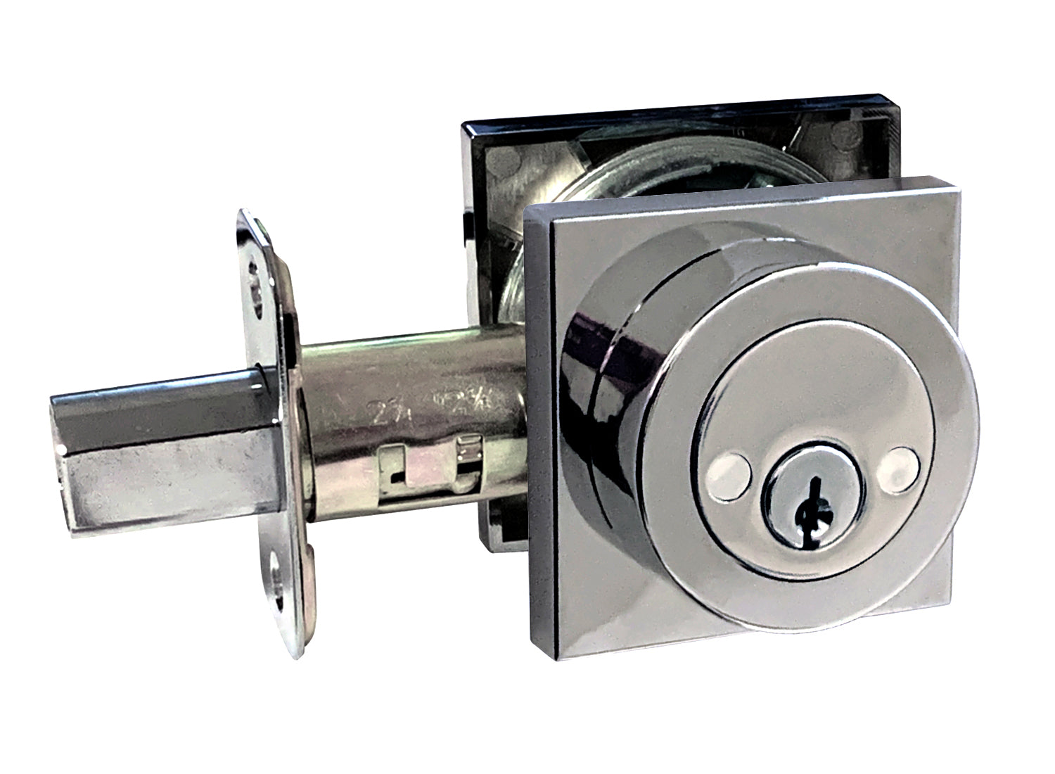 Polished Chrome Square Double Cylinder Deadbolt