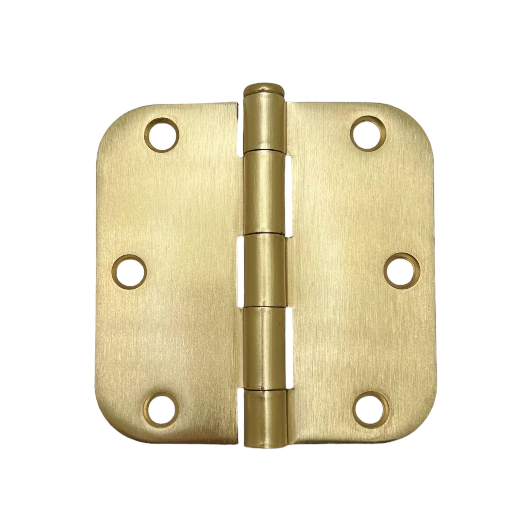 100 Pack of Satin Brass 3.5″x3.5″ Door Hinges with 5/8″ Radius