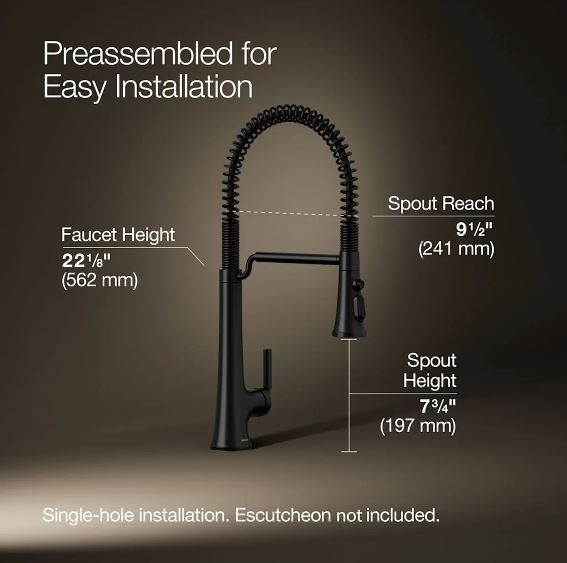 Kohler Tone K23765-BL Semi Professional Pull Down Kitchen Faucet