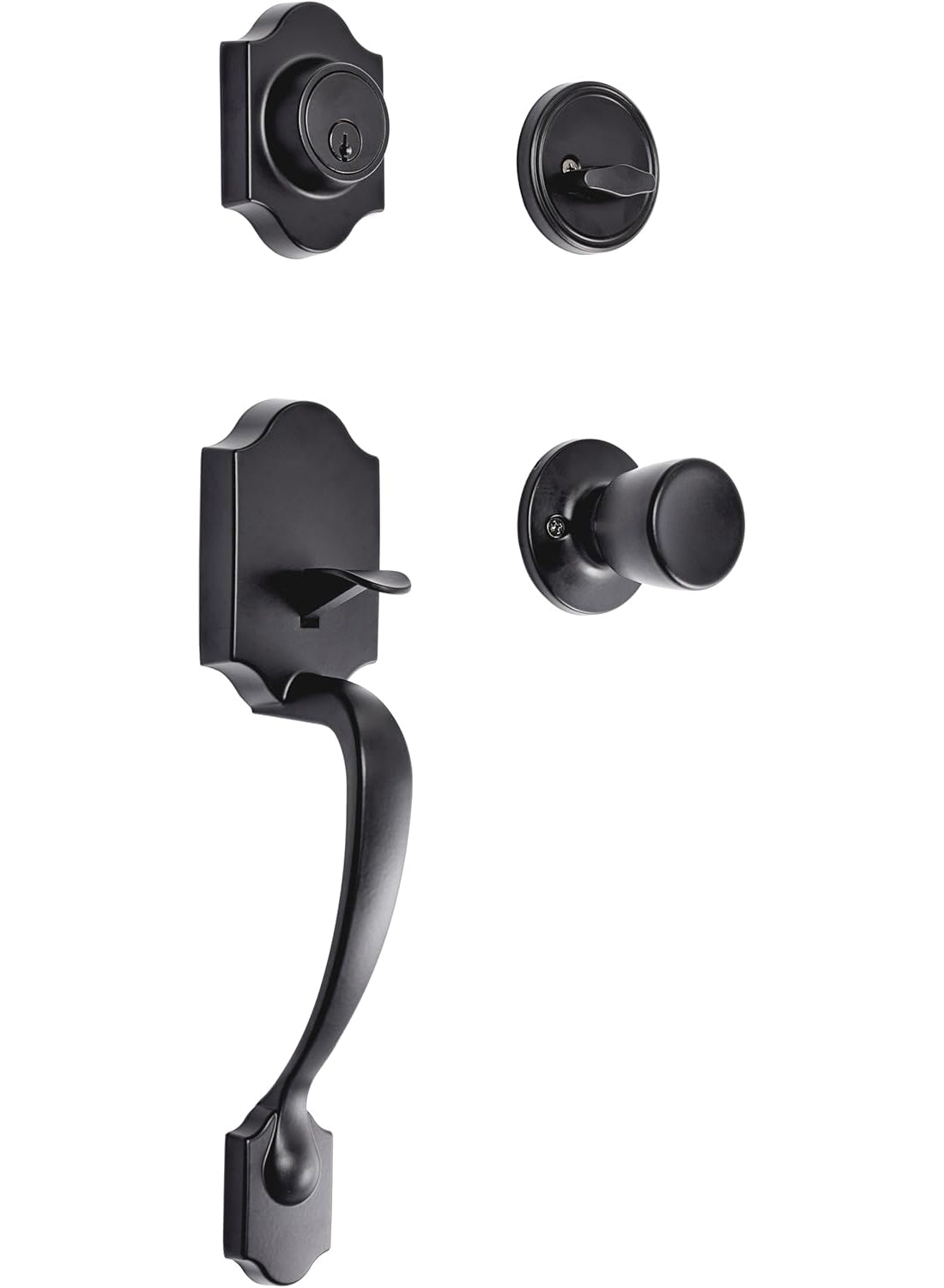 Matte Black Single Cylinder Door Handleset with Tulip Knob