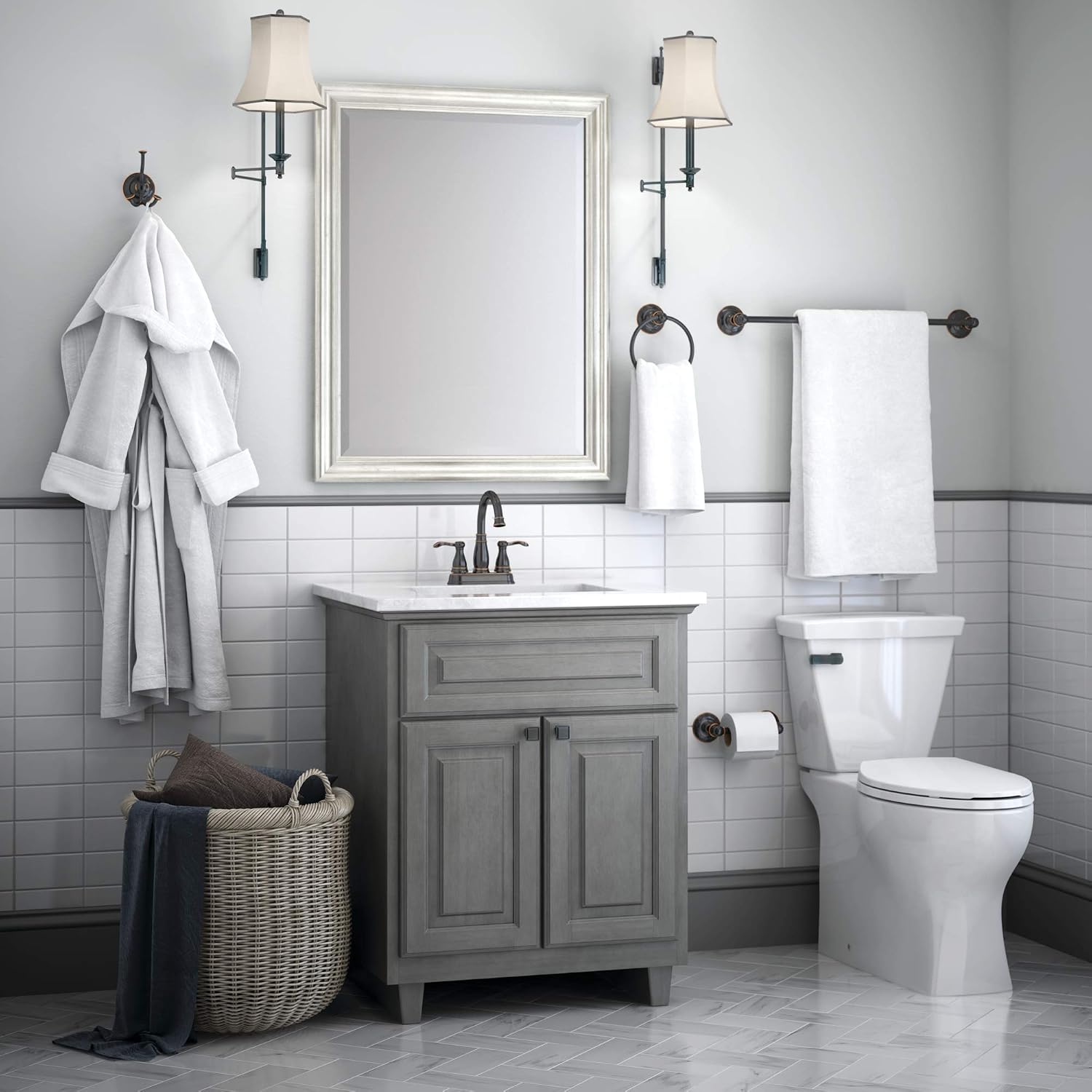 Delta PRI63-OB Pirouette 3 Pieces Bath Hardware Oil Rubbed Bronze with 24" Towel Bar