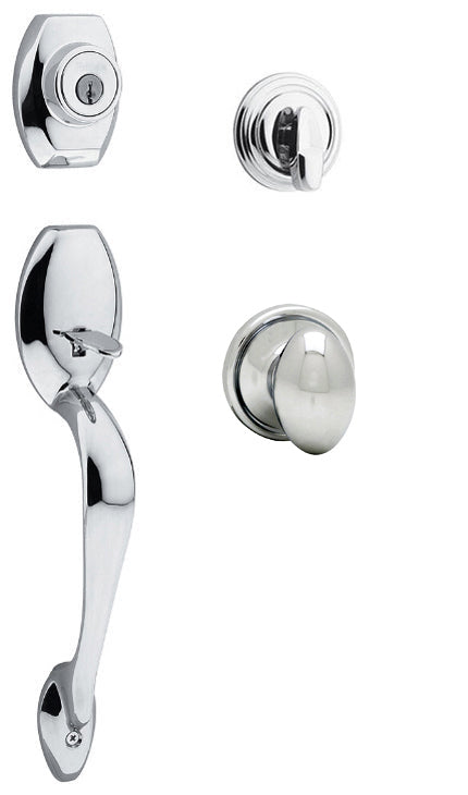 Kwikset Polished Chrome Sonoma Single Door Handleset with Knob Laurel Oval