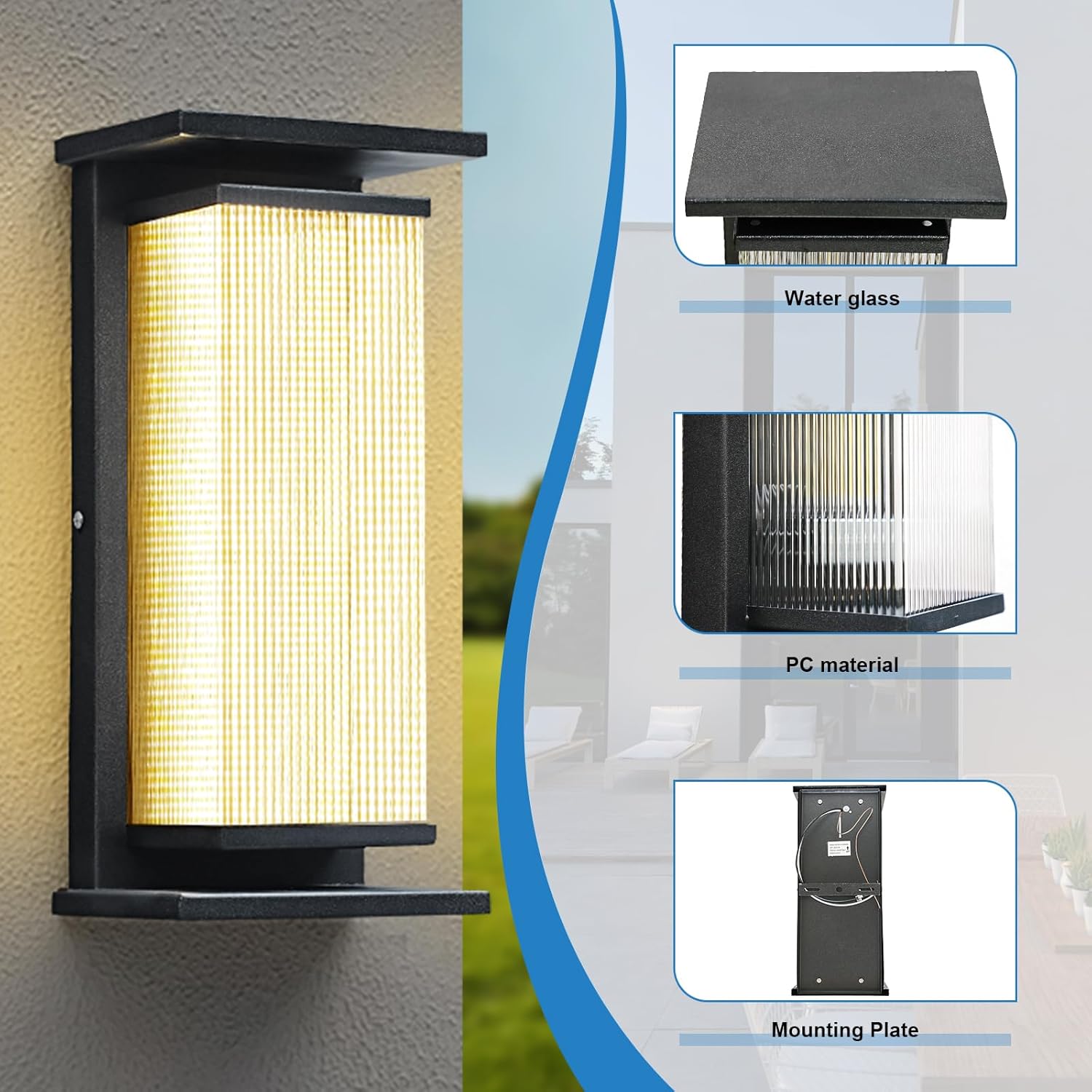Outdoor Wall Lamp with Clear Glass Casing for Garage Doorway Entryway