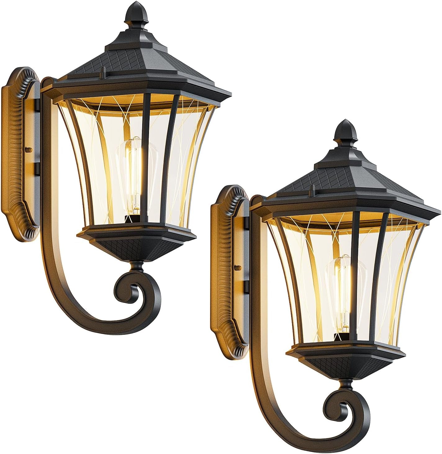 Water proof Exterior Wall Light Fixtures with Clear Glass 2PK