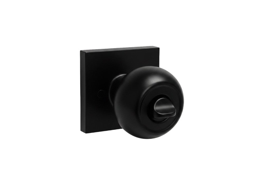 <font color=red>CLEARANCE</font> Black Finish Square Plate Entrance Round Knobs - Style: 5765-6085-NBL
