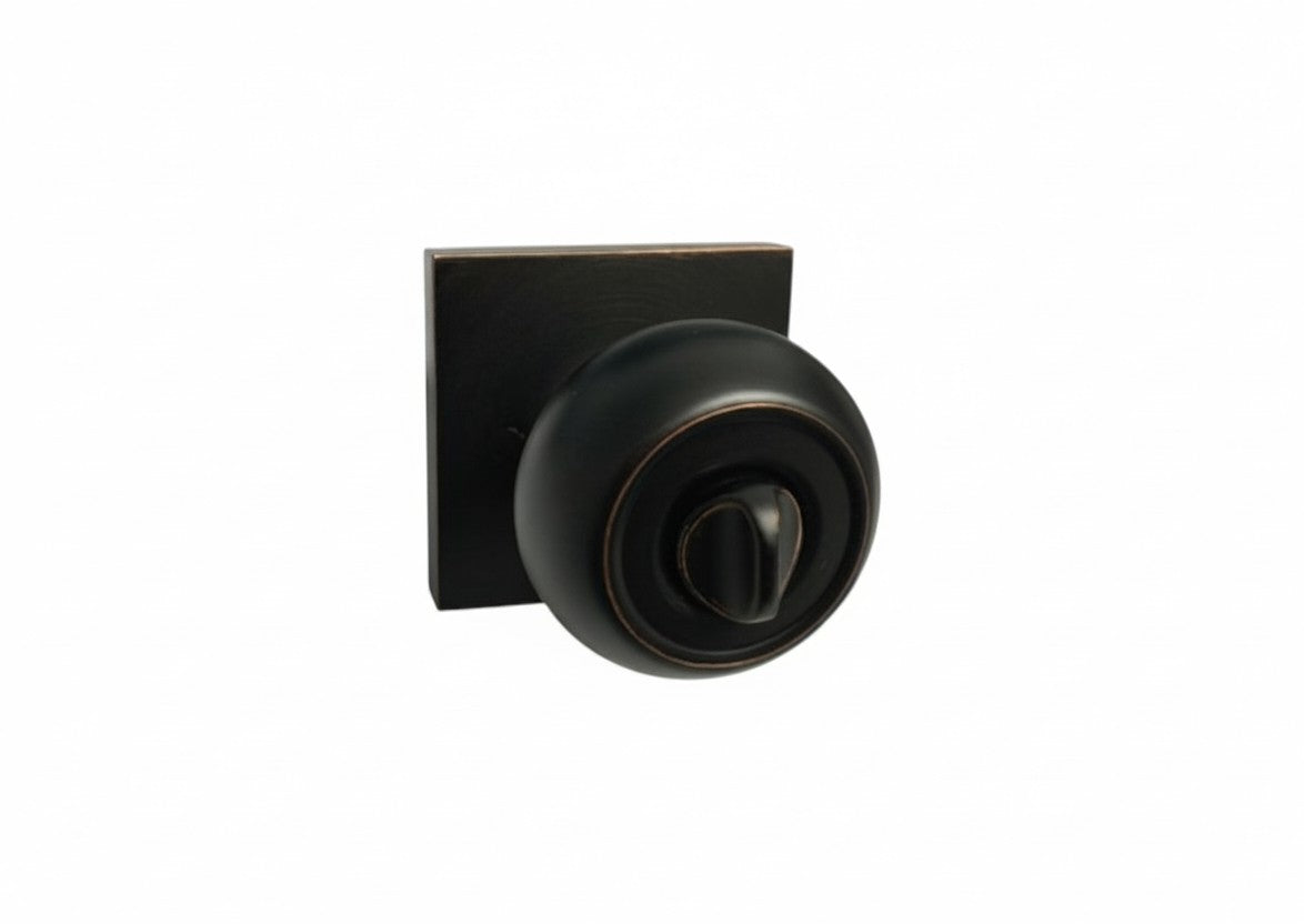 Dark Oil Rubbed Bronze Square Plate Entrance Round Knobs - Style: 5765-6085-DBR