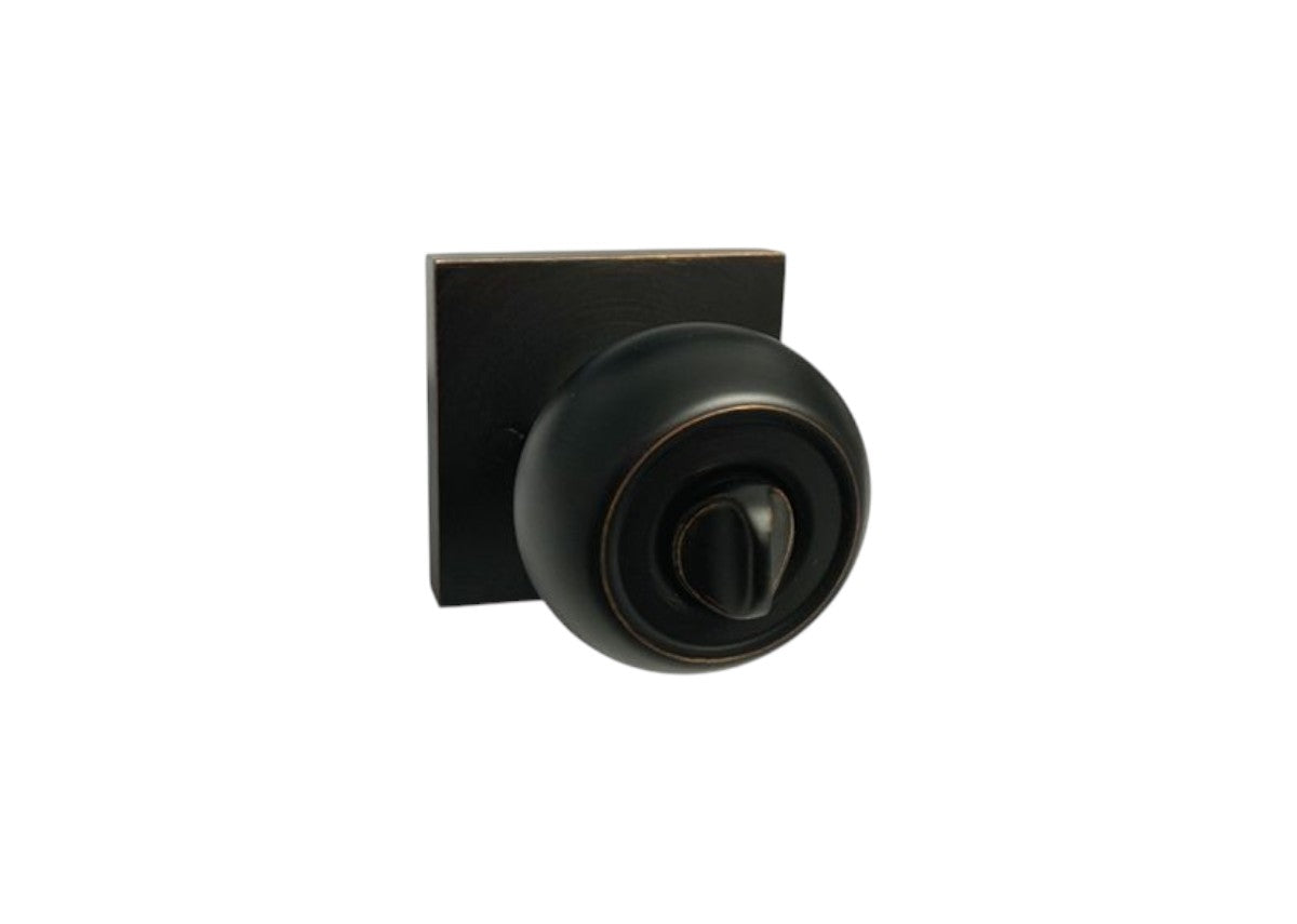 Dark Oil Rubbed Bronze Square Plate Privacy Round Knobs - Style: 5765-6085-DBR