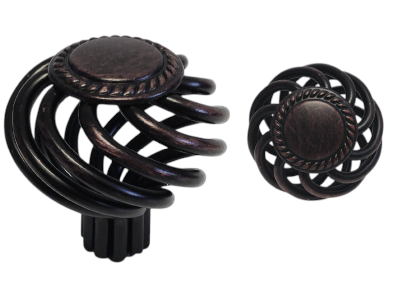 Oil Rubbed Bronze Rope Birdcage Knob 1 3/8" (35mm) 1342-35
