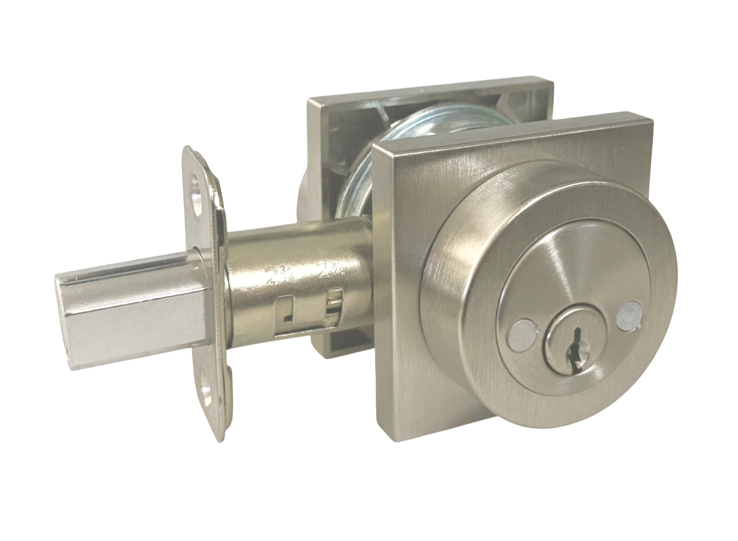 Satin Nickel Square Plate Double Cylinder Deadbolt-5765-6085