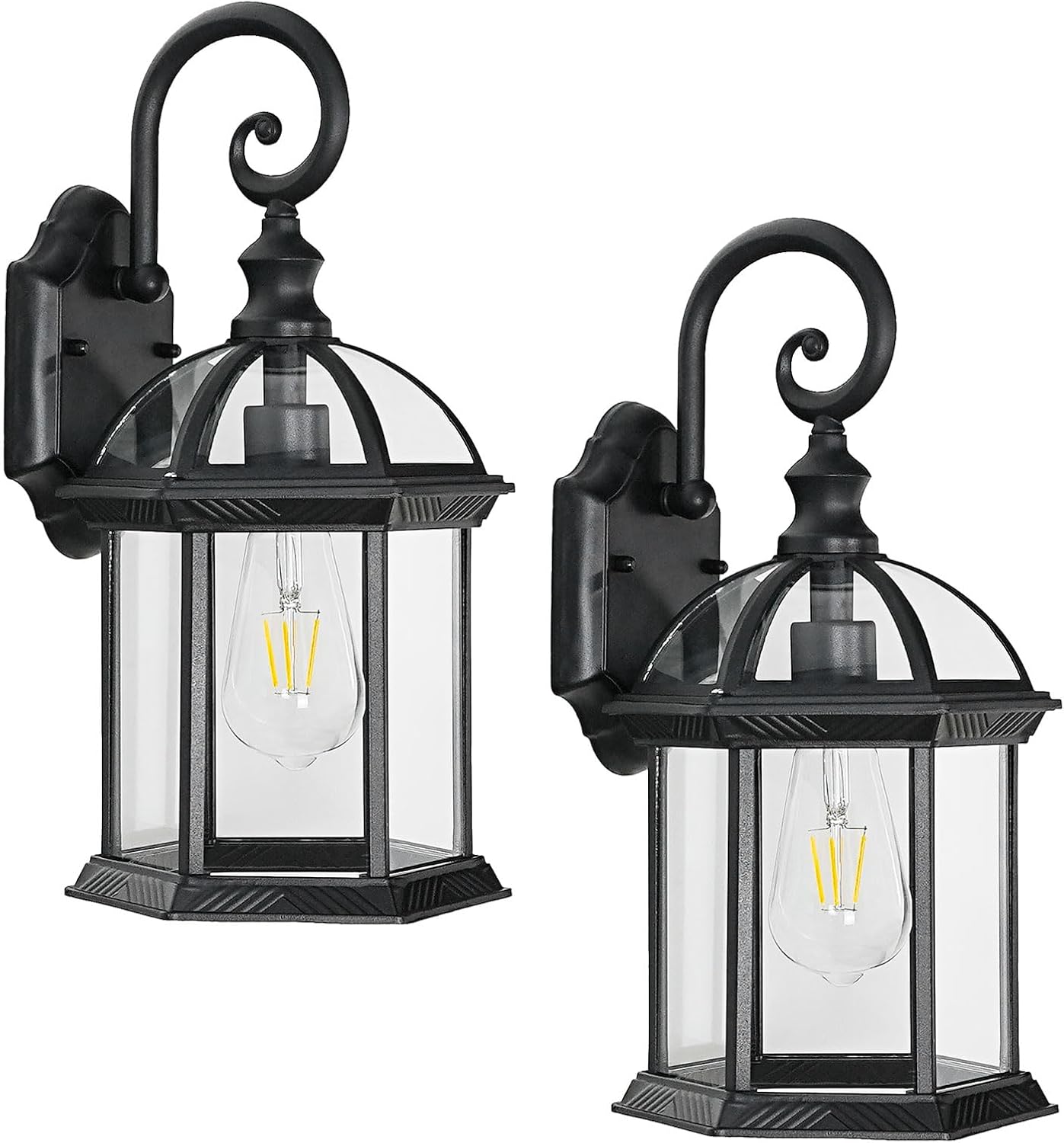 2 Pack of Black Outdoor Wall Sconce for Front Door Entryway WK002-2Pack