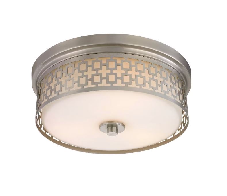 Decor Living Jerada 15″ Brushed Nickel Flush Mount Lighting Fixture