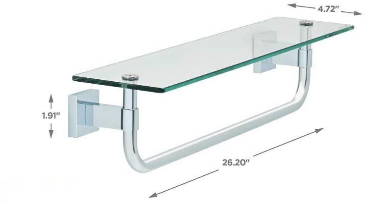 Franklin Brass Maxted 18 inch Glass Shelf With Towel Bar Polished Chrome Finish
