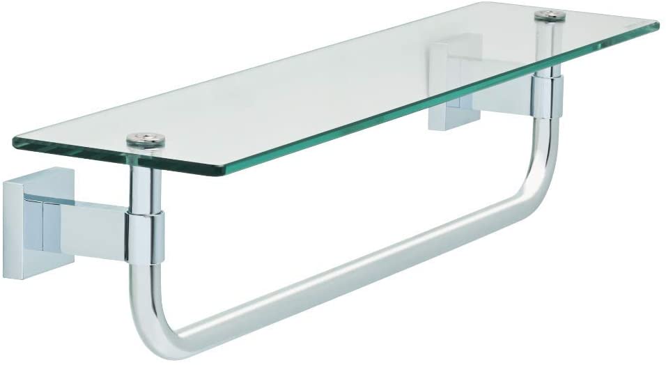 Franklin Brass Maxted 18 inch Glass Shelf With Towel Bar Polished Chrome Finish