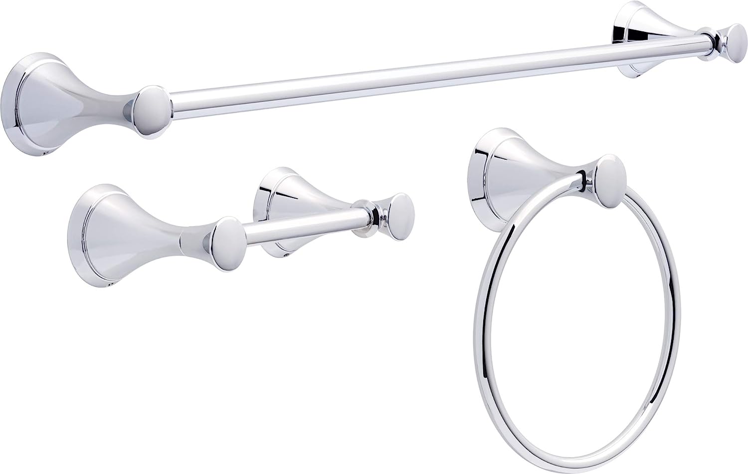 Delta CLL63-PC Carlisle Collection 3 Pieces Bath Accessory Set Polished Chrome with 24″ Towel Bar