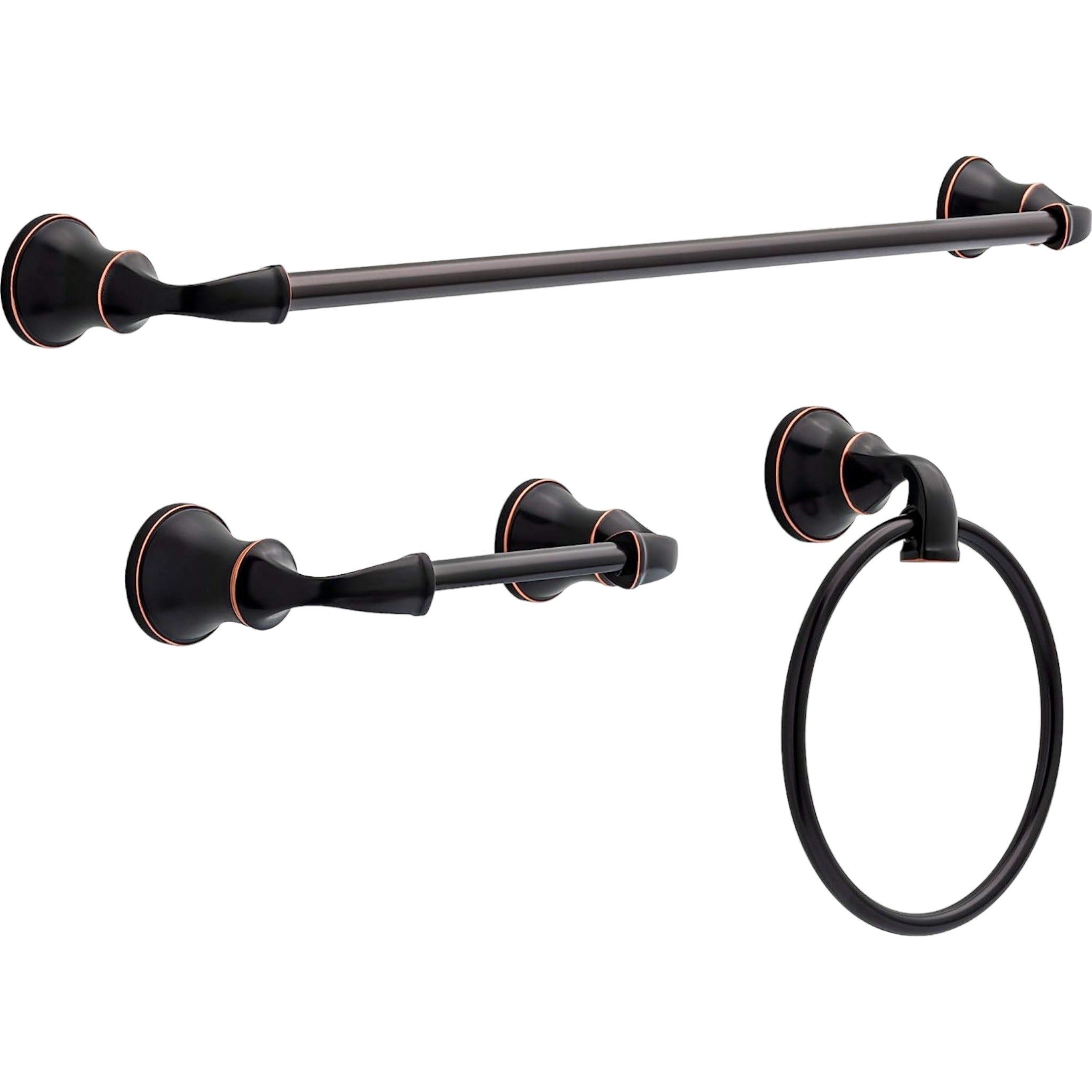 Delta Lorain Oil Rubbed Bronze 3 Piece Bathroom Accessory Set LRN63-OB with 24″ Towel Bar
