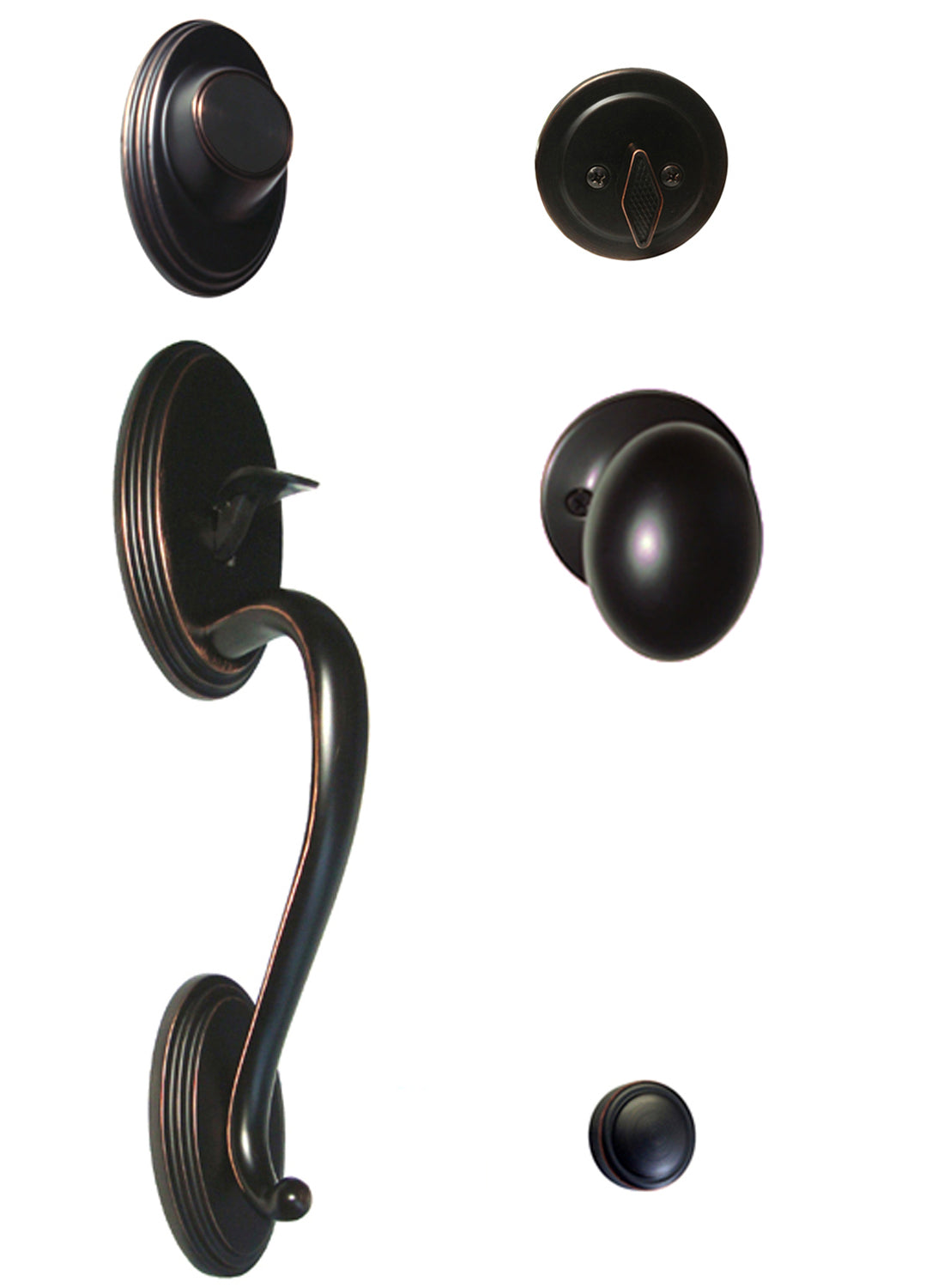Dark Oil Rubbed Bronze Front Door Handle Dummy Set with Oval Knob