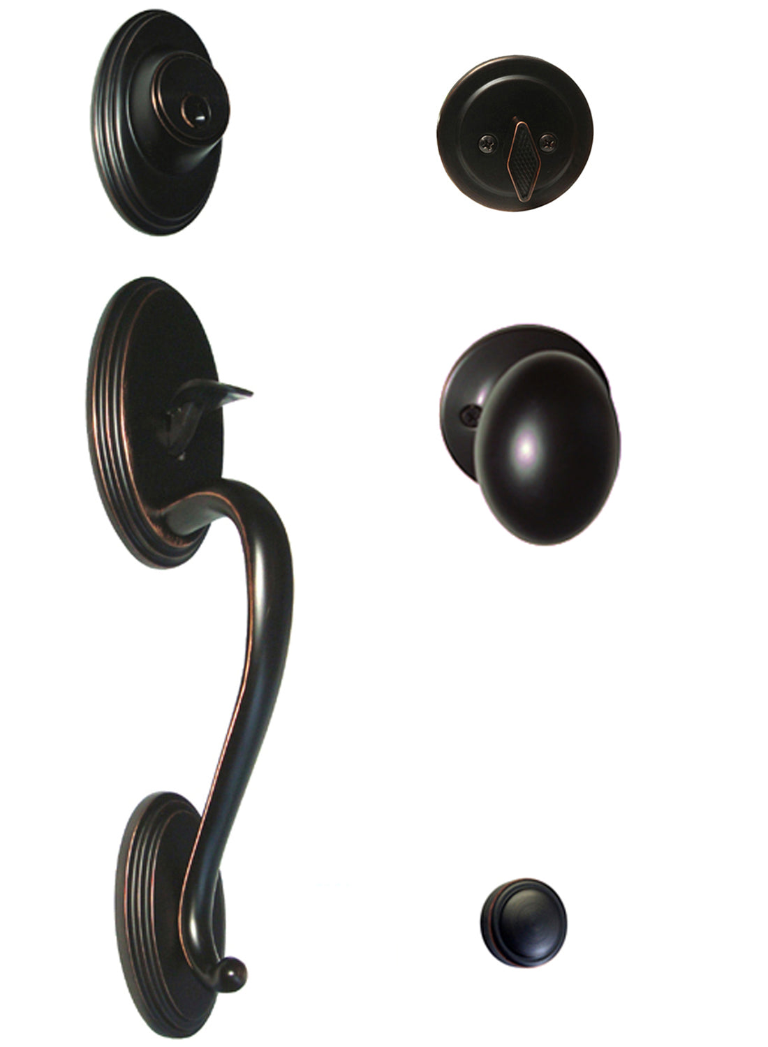 Dark Oil Rubbed Bronze Front Door Handleset with Oval Knob