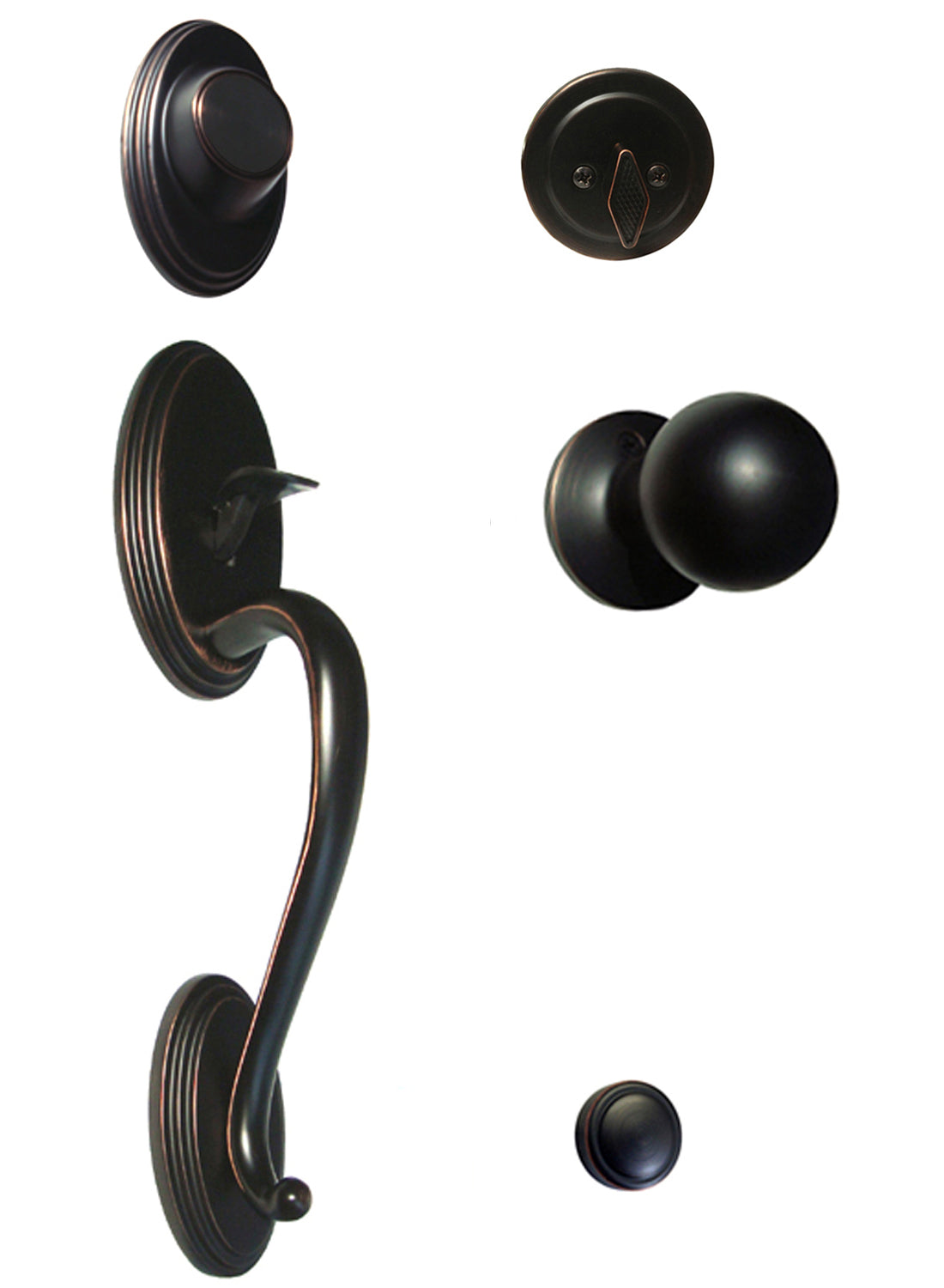 Dark Oil Rubbed Bronze Thick Door Front Door Handle Dummy Set with Round Knob