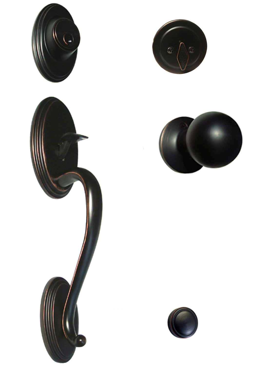 Dark Oil Rubbed Bronze Front Door Handleset with Round Knob