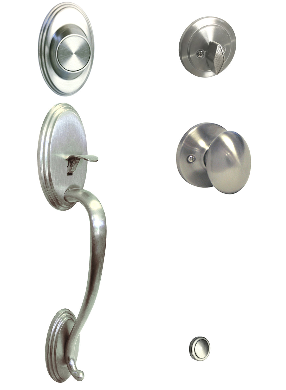 Satin Nickel Thick Door Front Door Handle Dummy Set with Oval Knob