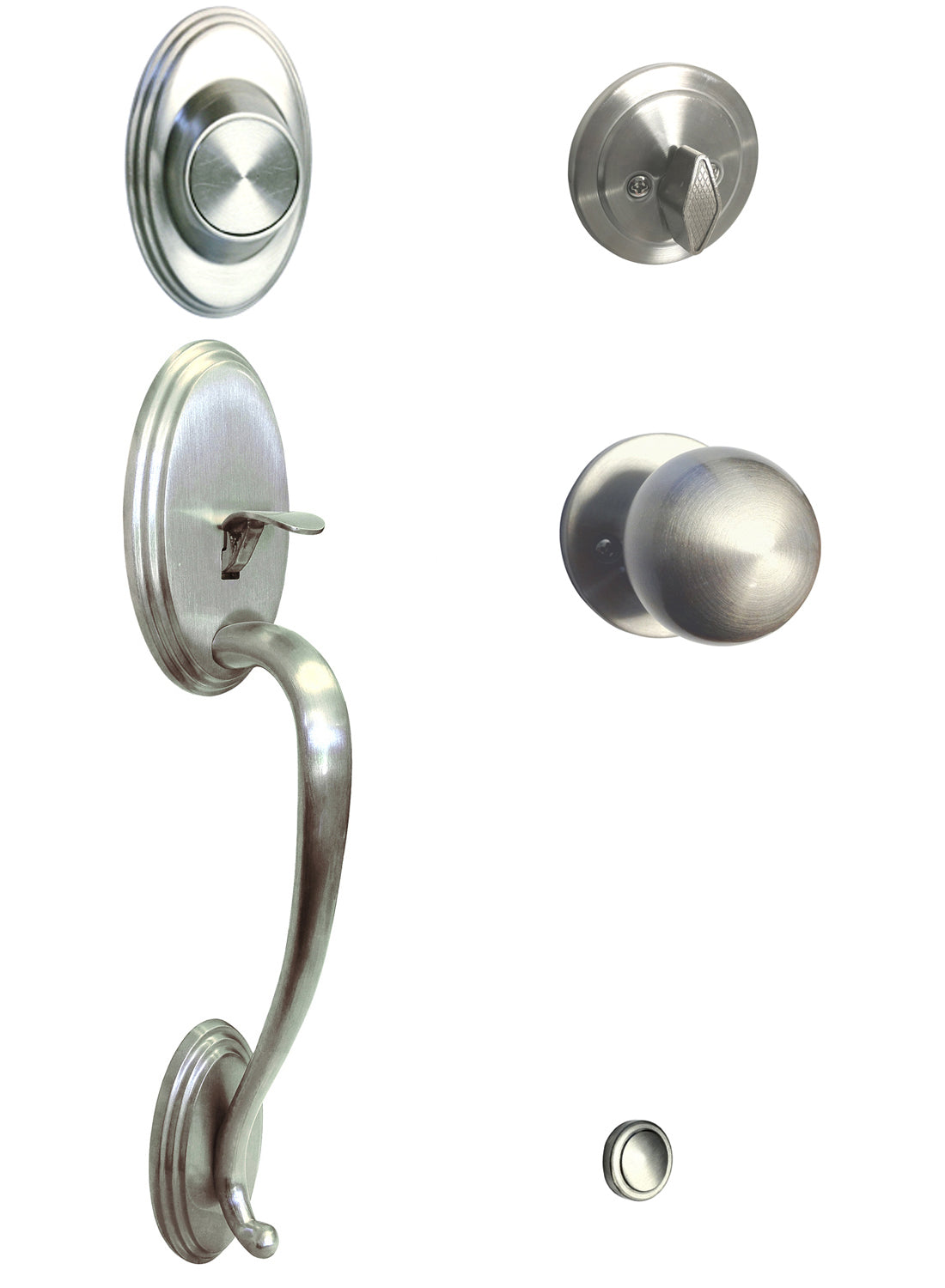 Satin Nickel Thick Door Front Door Handle Dummy Set with Round Knob