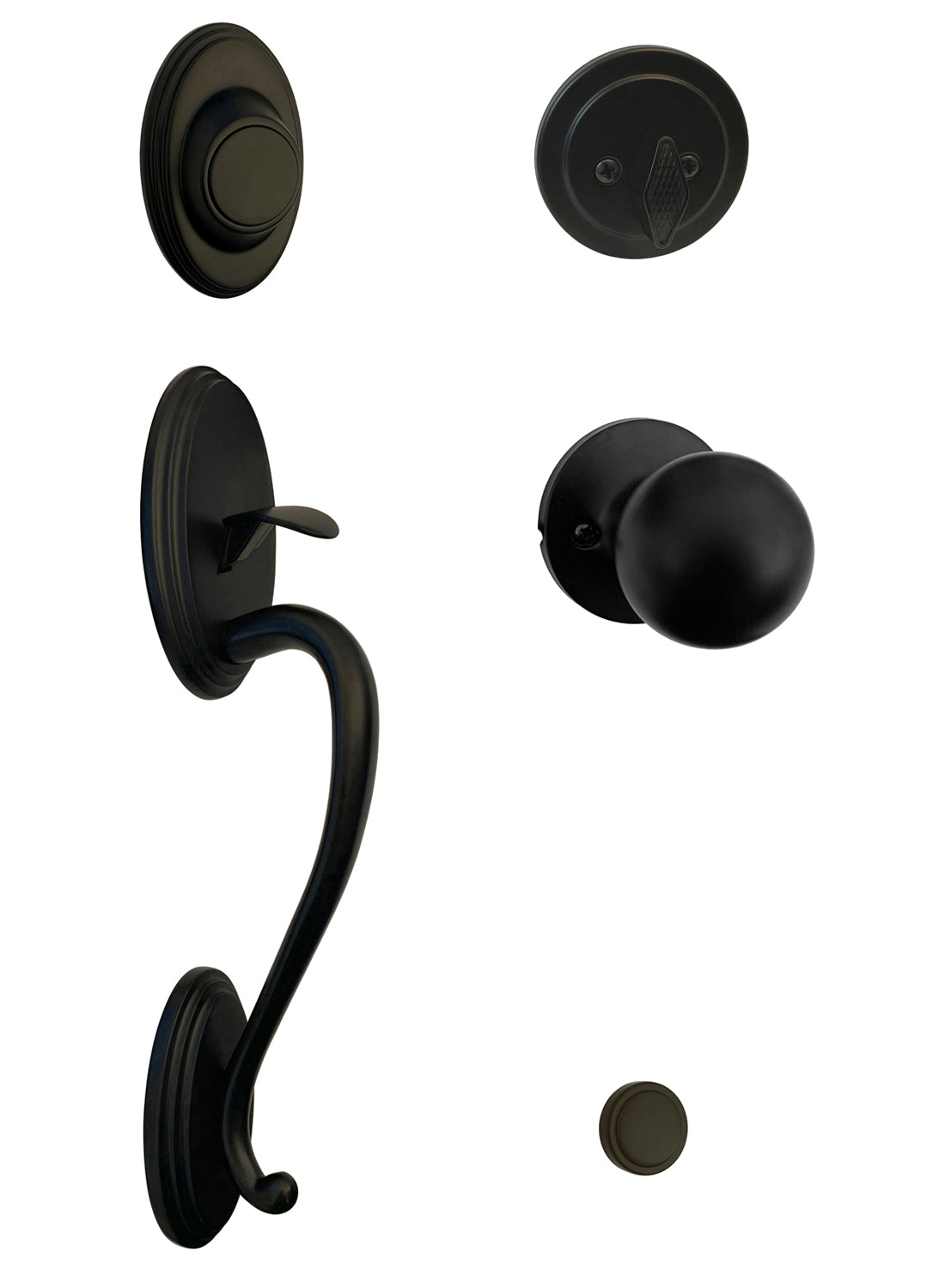 Black Finish Front Door Round Knob Dummy Handleset