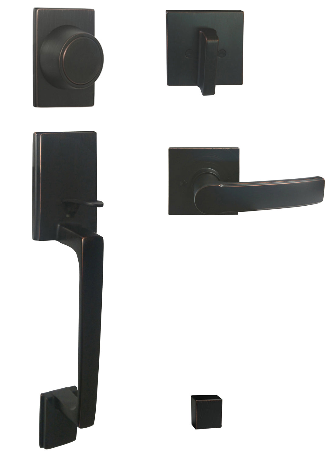 Dark Oil Rubbed Bronze Front Door Handle Dummy Set with 8048 Lever